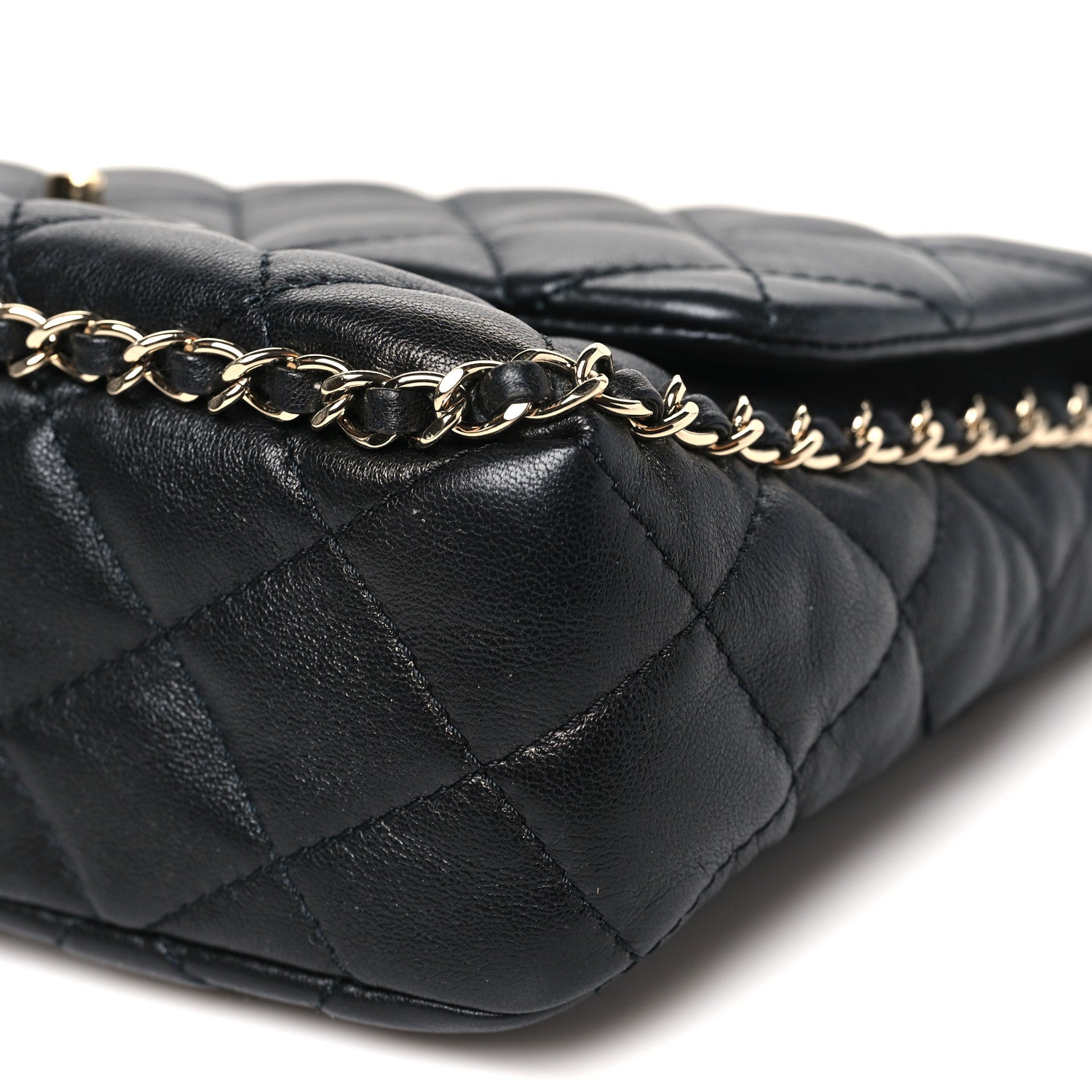 Lambskin Quilted Enamel CC Chain Frame Flap Black