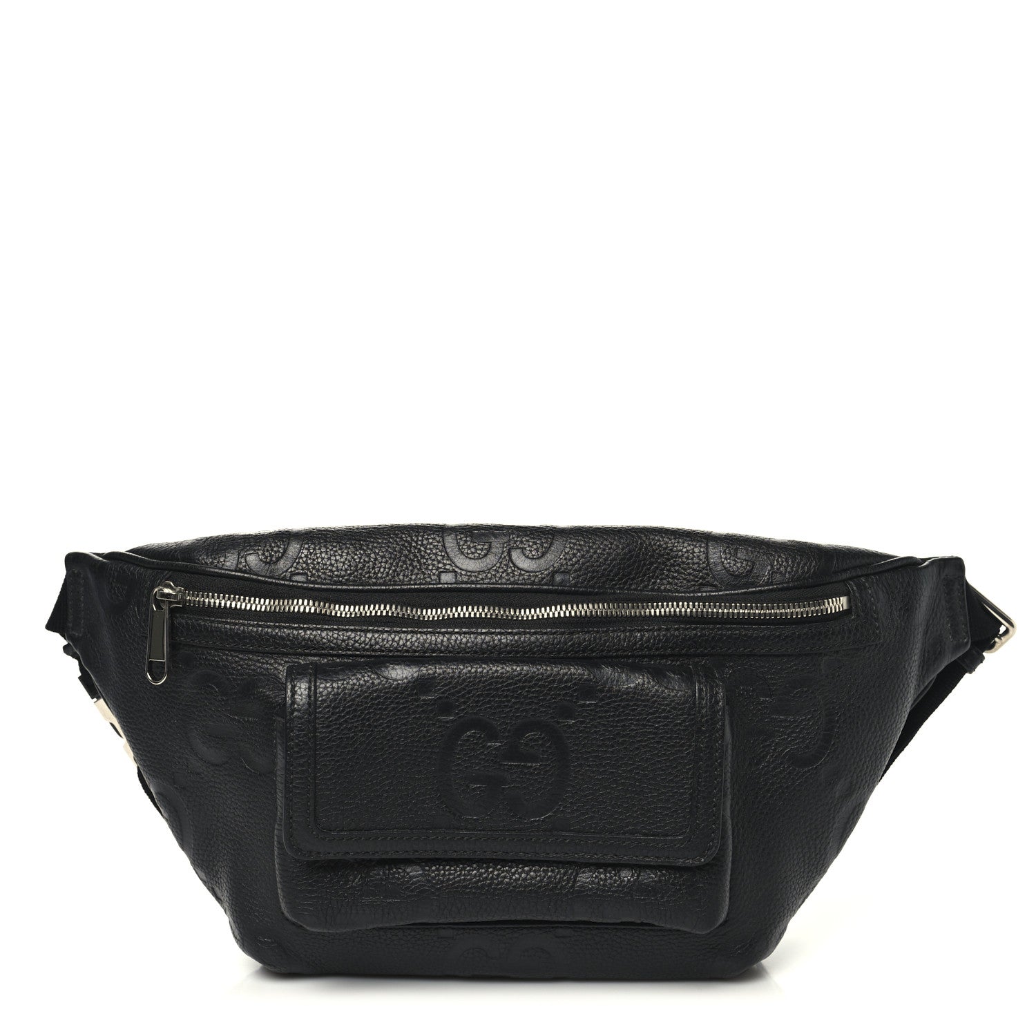 Piuma Calfskin Jumbo GG Embossed Pocket Belt Bag  Black