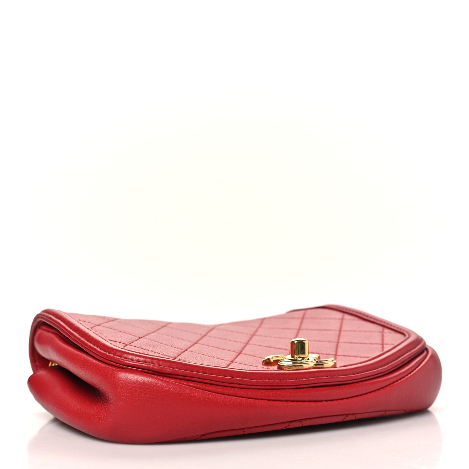 Calfskin Quilted Small Underline Flap Red