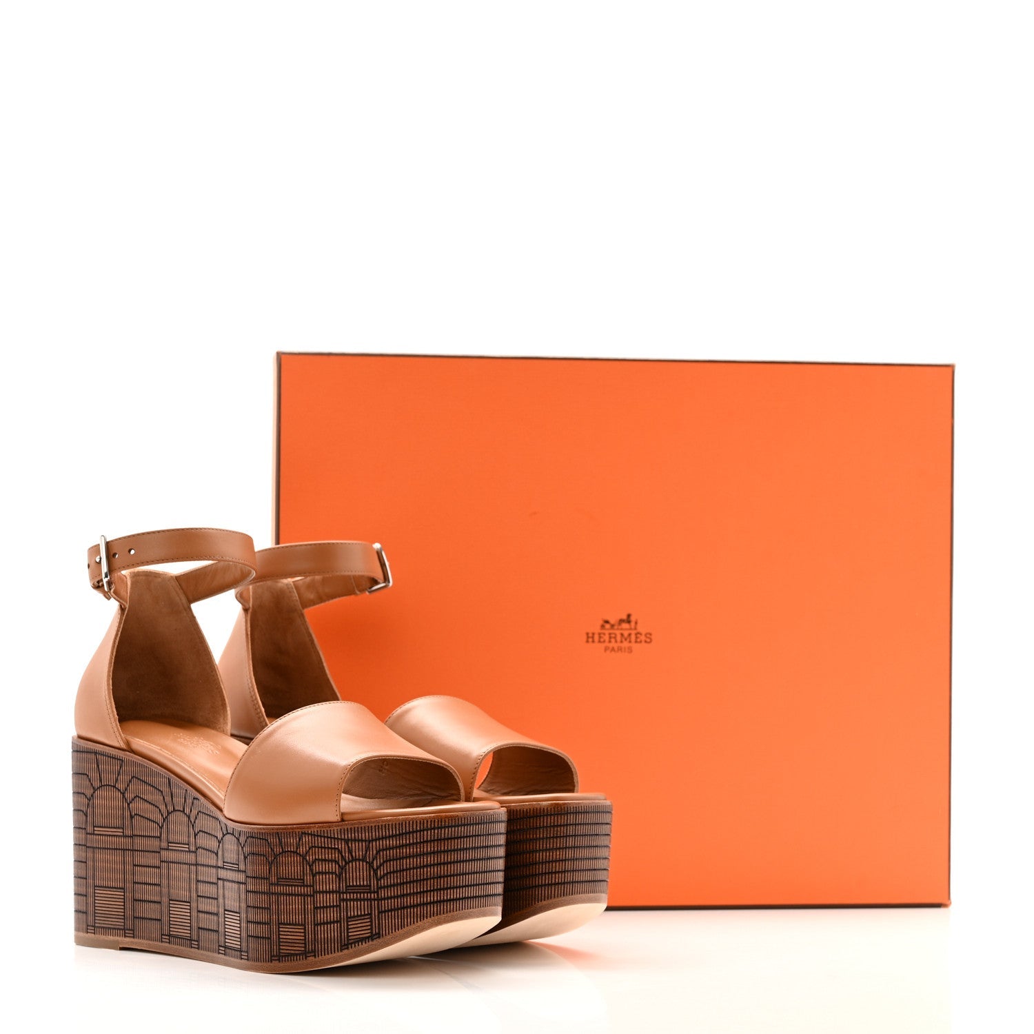 Calfskin Illusion 35 Sandals 36.5 Naturel