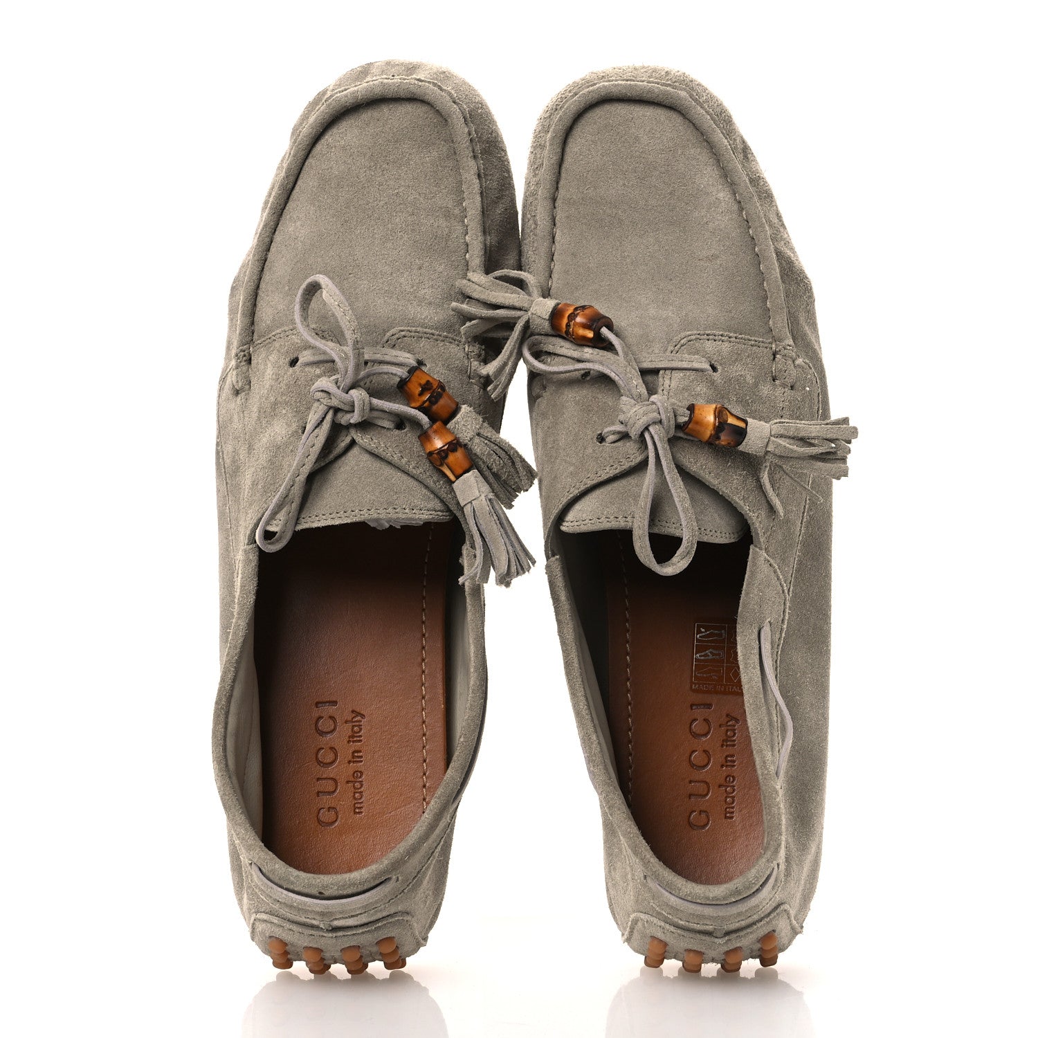 Suede Bamboo Tassel Mens Driver Loafers 9 Beige