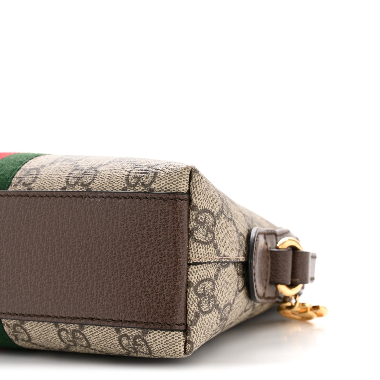GG Supreme Monogram Textured Dollar Calfskin Web Small Ophidia Dome Shoulder Bag Beige Ebony New Acero