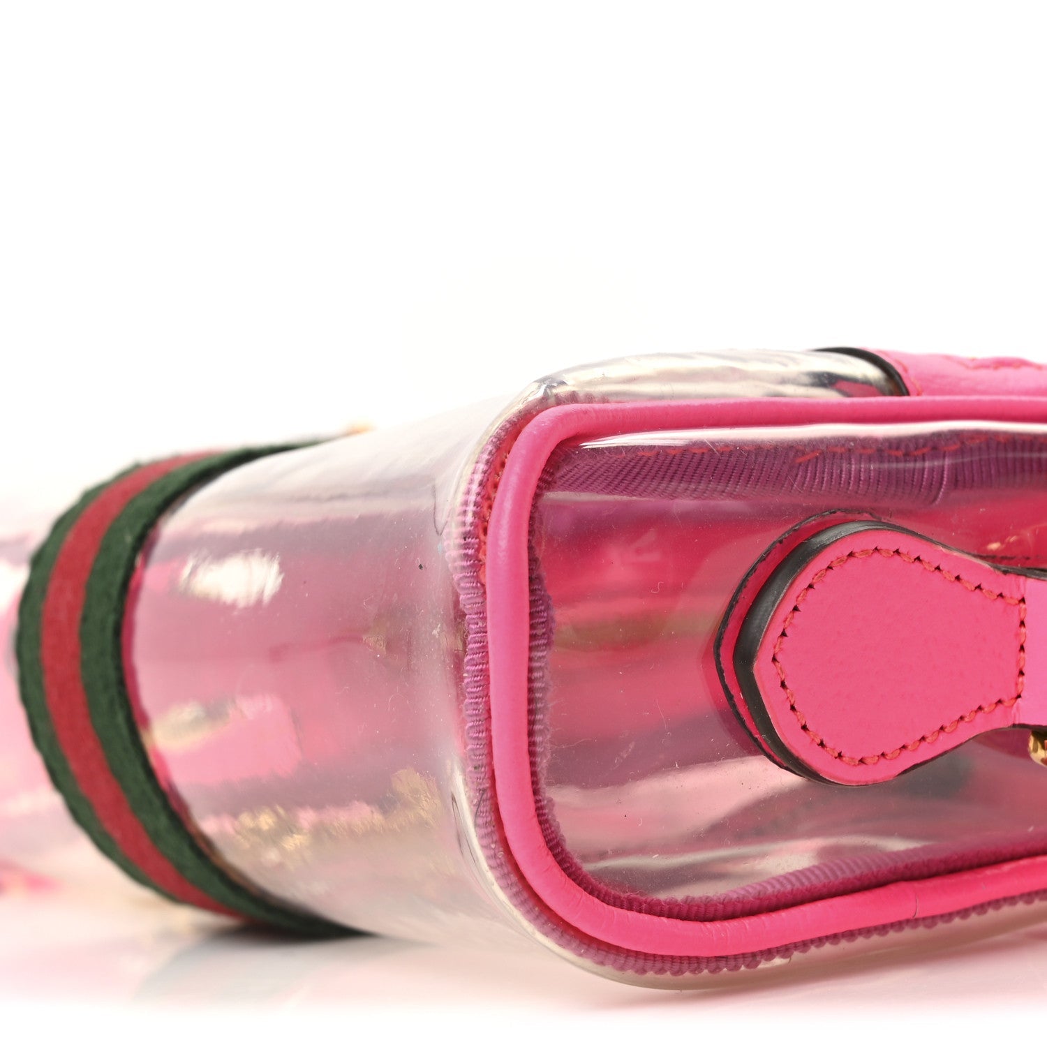 Vinyl Web Mini Ophidia Transparent Shoulder Bag Fluorescent Fuchsia