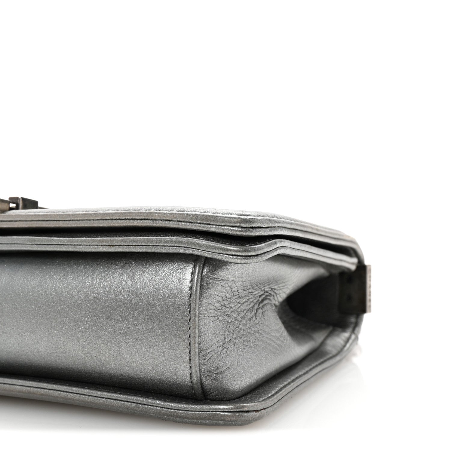 Metallic Galuchat Stingray Medium Boy Flap Silver