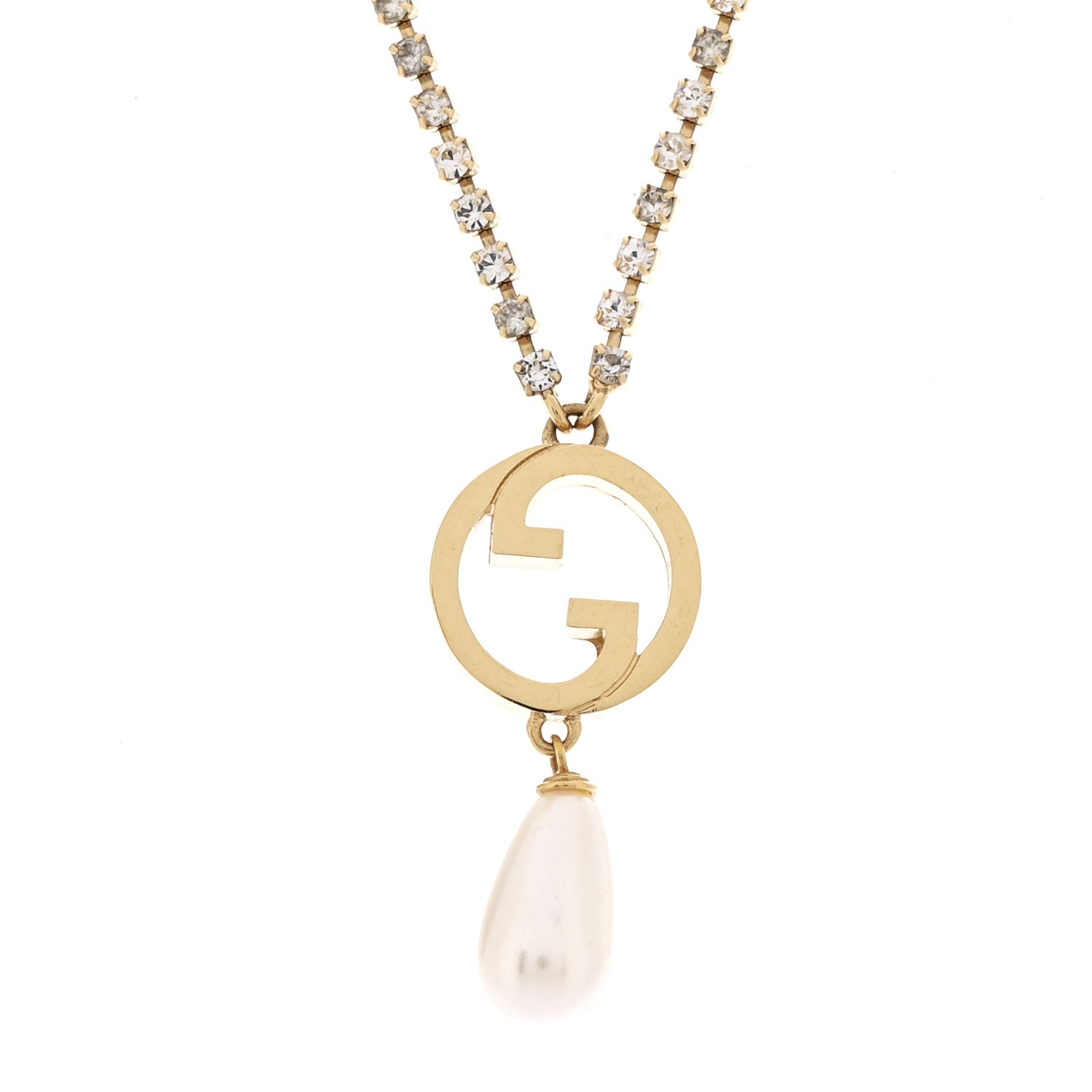 Metal Crystal Pearl Blondie Necklace Gold