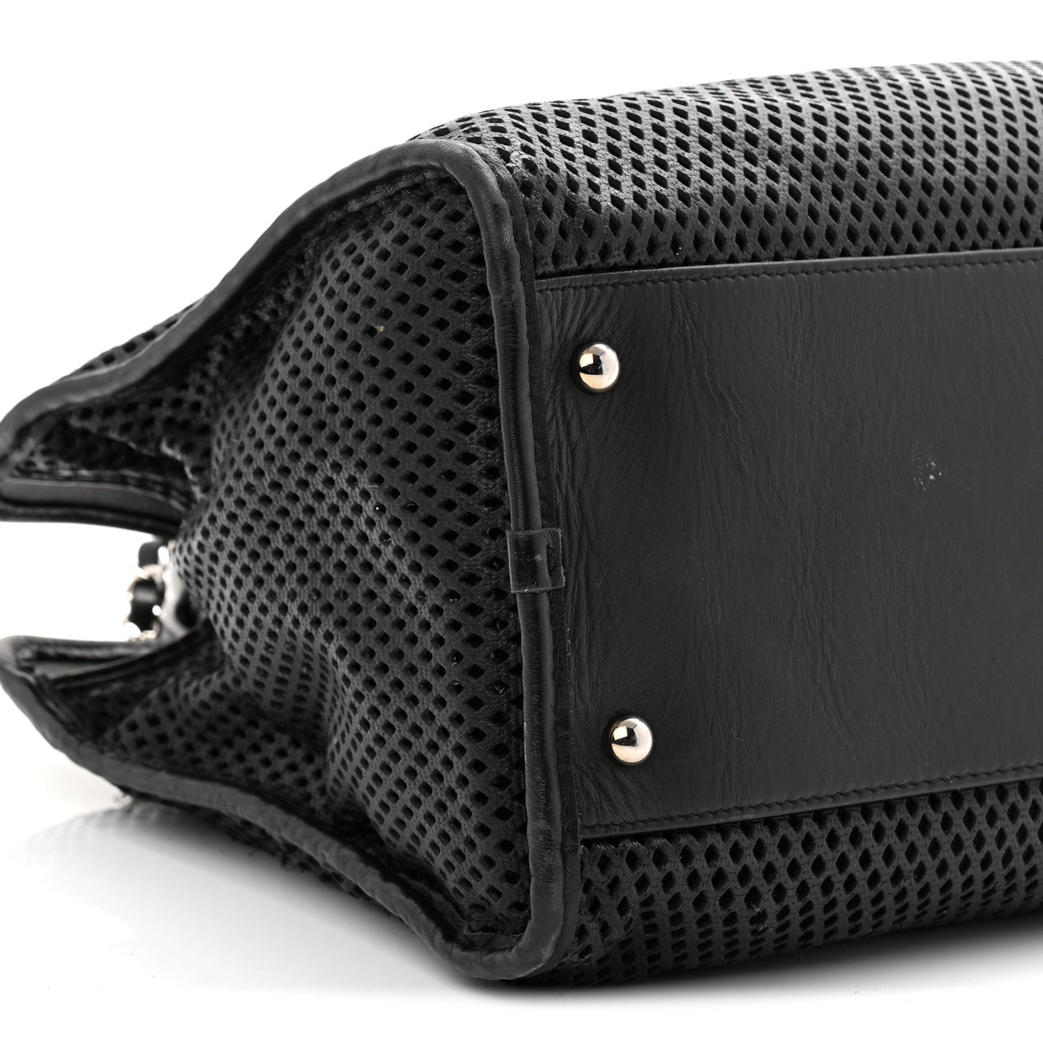 Calfskin Perforated Up In The Air Tote Black