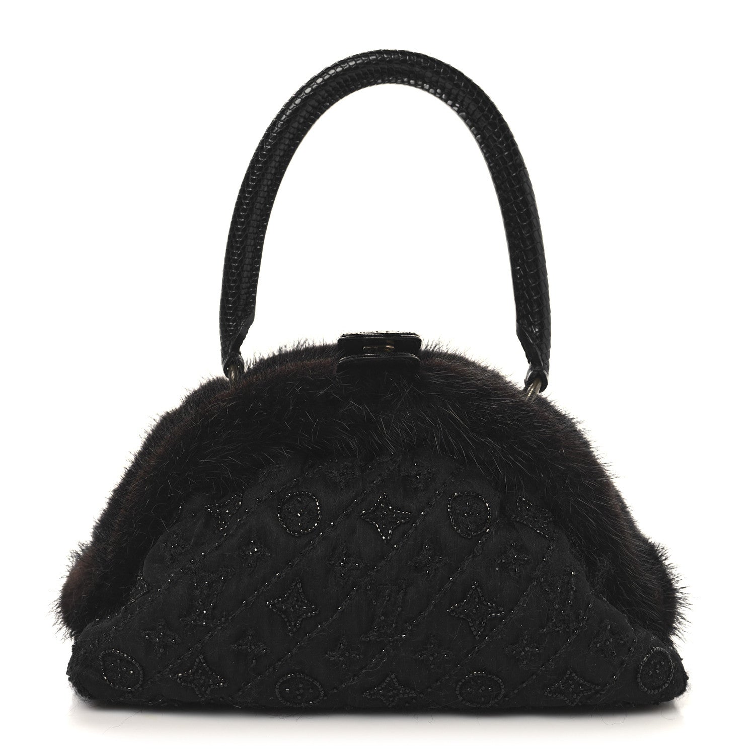 Mousseline Mink Lizard Beaded Demi Lune MM Black