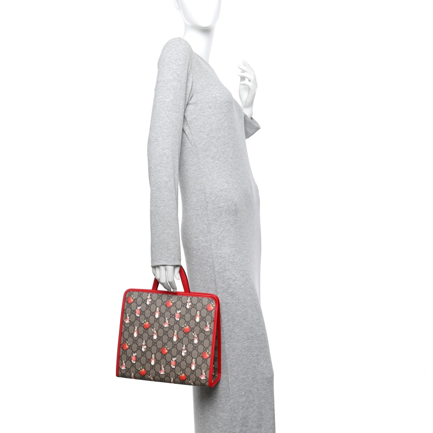 X Peter Rabbit GG Supreme Monogram Rabbit Apple Childrens Tote Beige Ebony Multicolor Bright Hibiscus