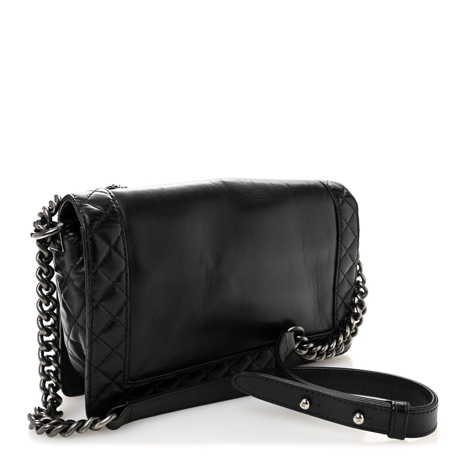 Calfskin Enchained Medium Boy Flap Black