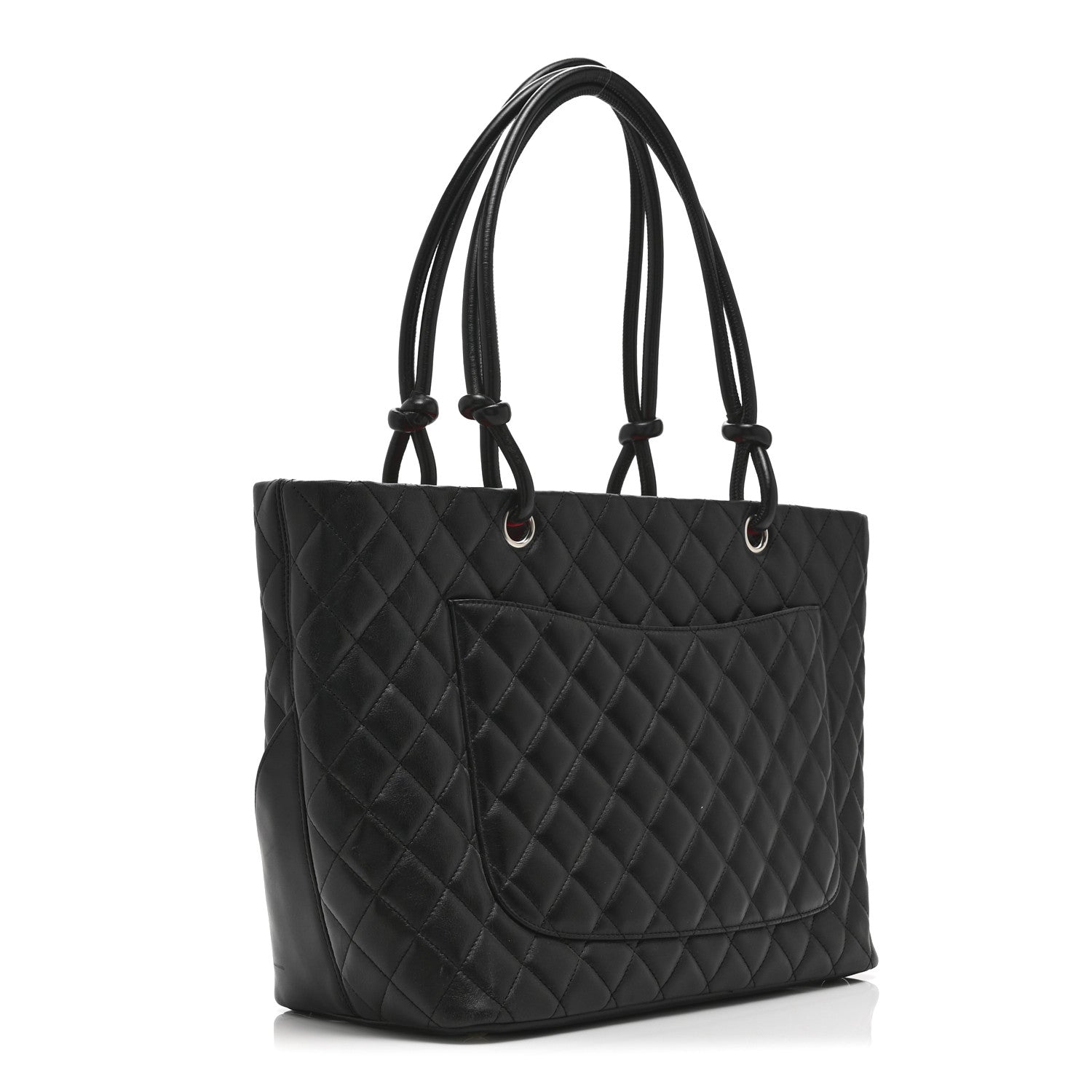 Calfskin Quilted Large Cambon Tote Black