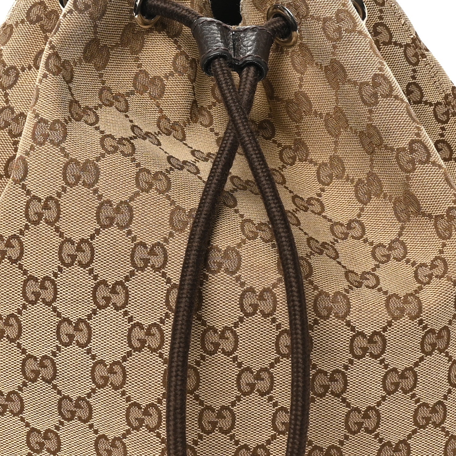 Monogram Dollar Calfskin O Drawstring Backpack Beige Ebony Testa di Moro Dark Chocolate