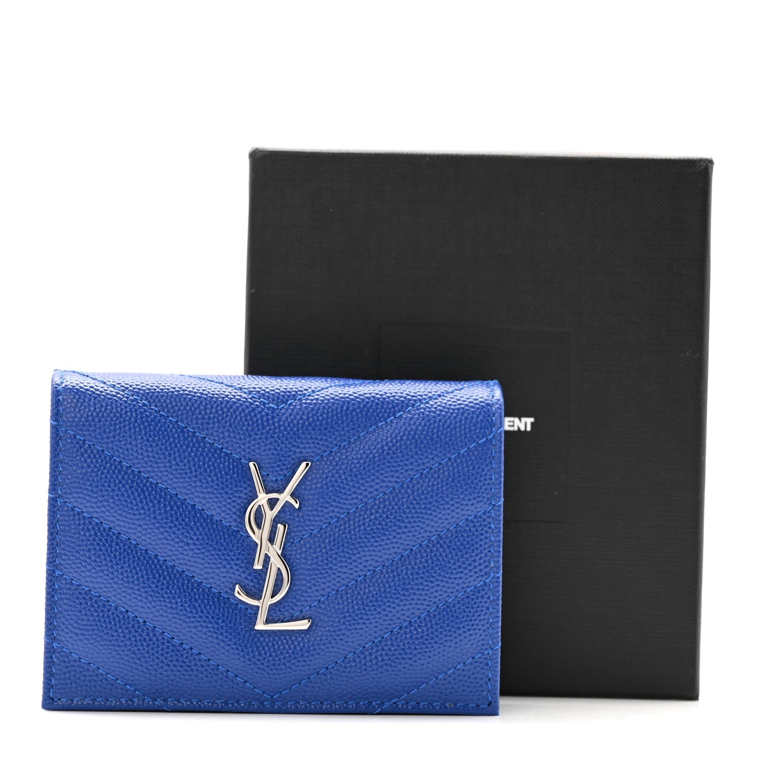 Grain De Poudre Matelasse Chevron Monogram Flap Card Case Blue Gitano