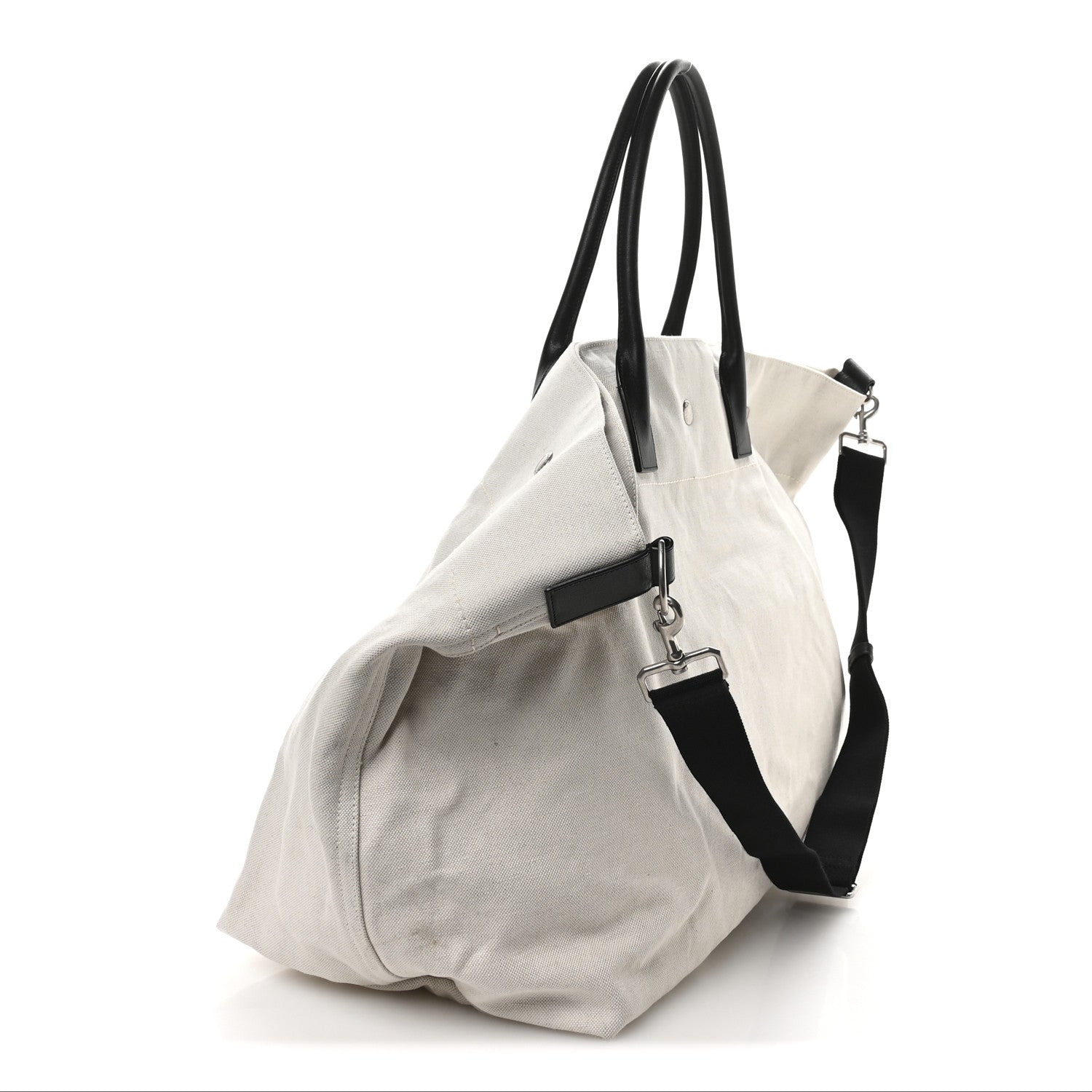 Linen Calfskin Rive Gauche Maxi Tote Grege et Noir