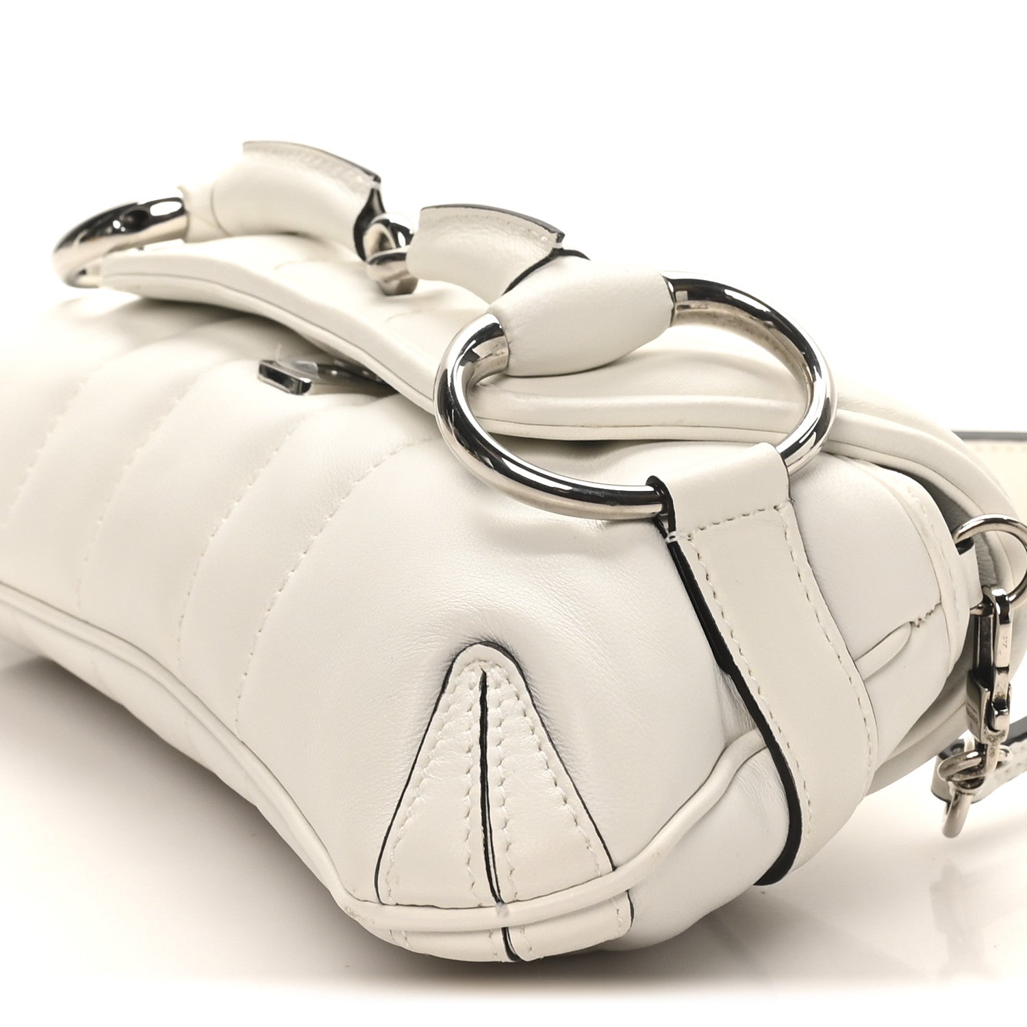 Nappa Vertical Matelasse Small Maxi Horsebit Chain Shoulder Bag Great White