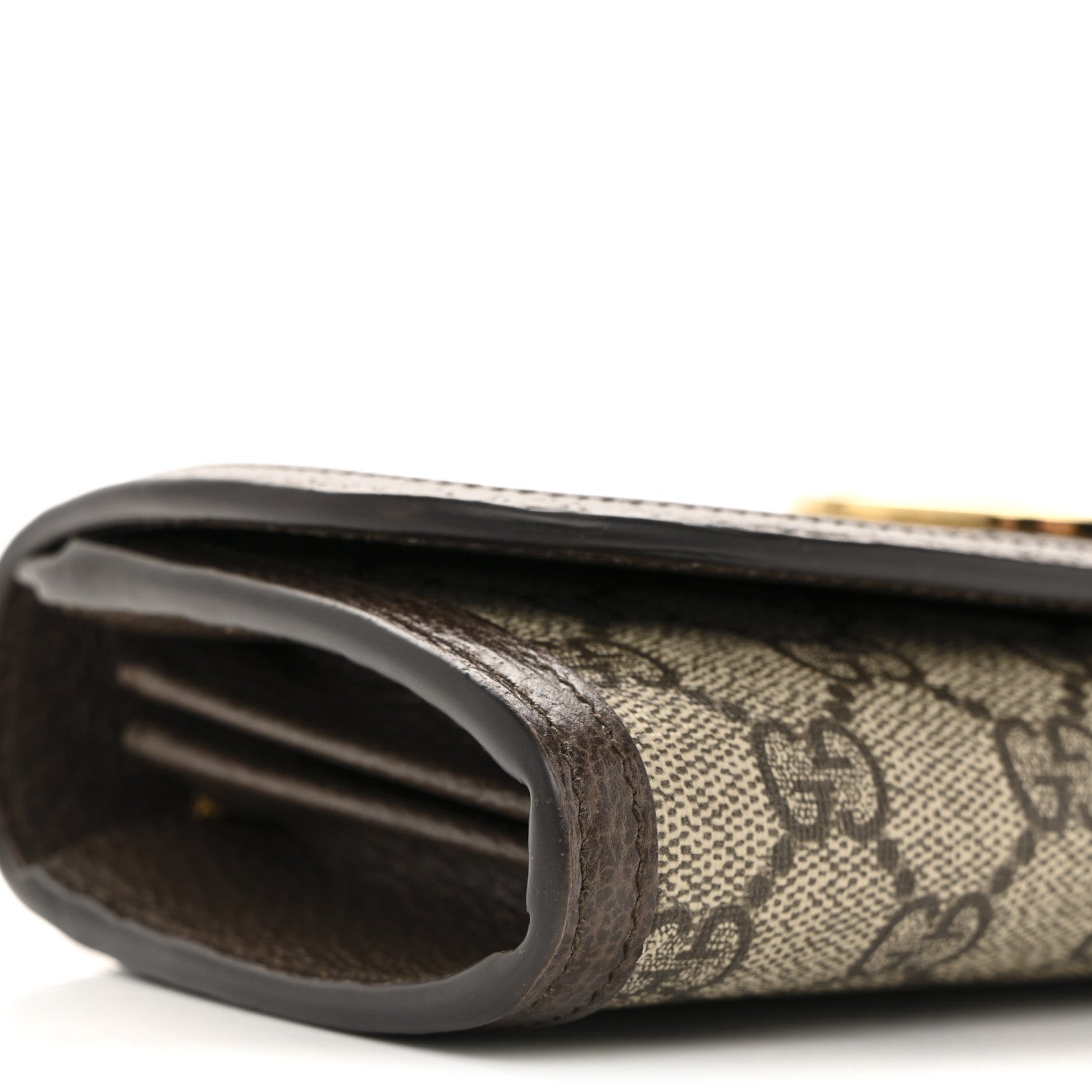GG Supreme Monogram Textured Dollar Calfskin Blondie Continental Chain Wallet Beige Ebony New Acero