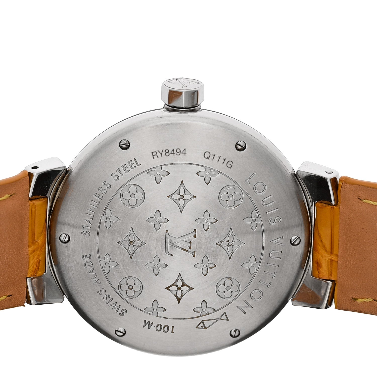 Stainless Steel Alligator Diamond 39mm Tambour Quartz Watch Brown