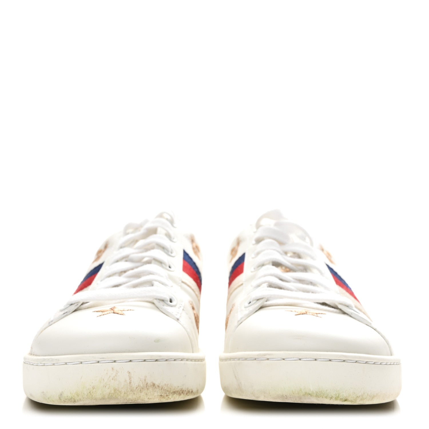 Calfskin Bee Star Embroidered Sylvie Web Ace Sneakers 37.5 White
