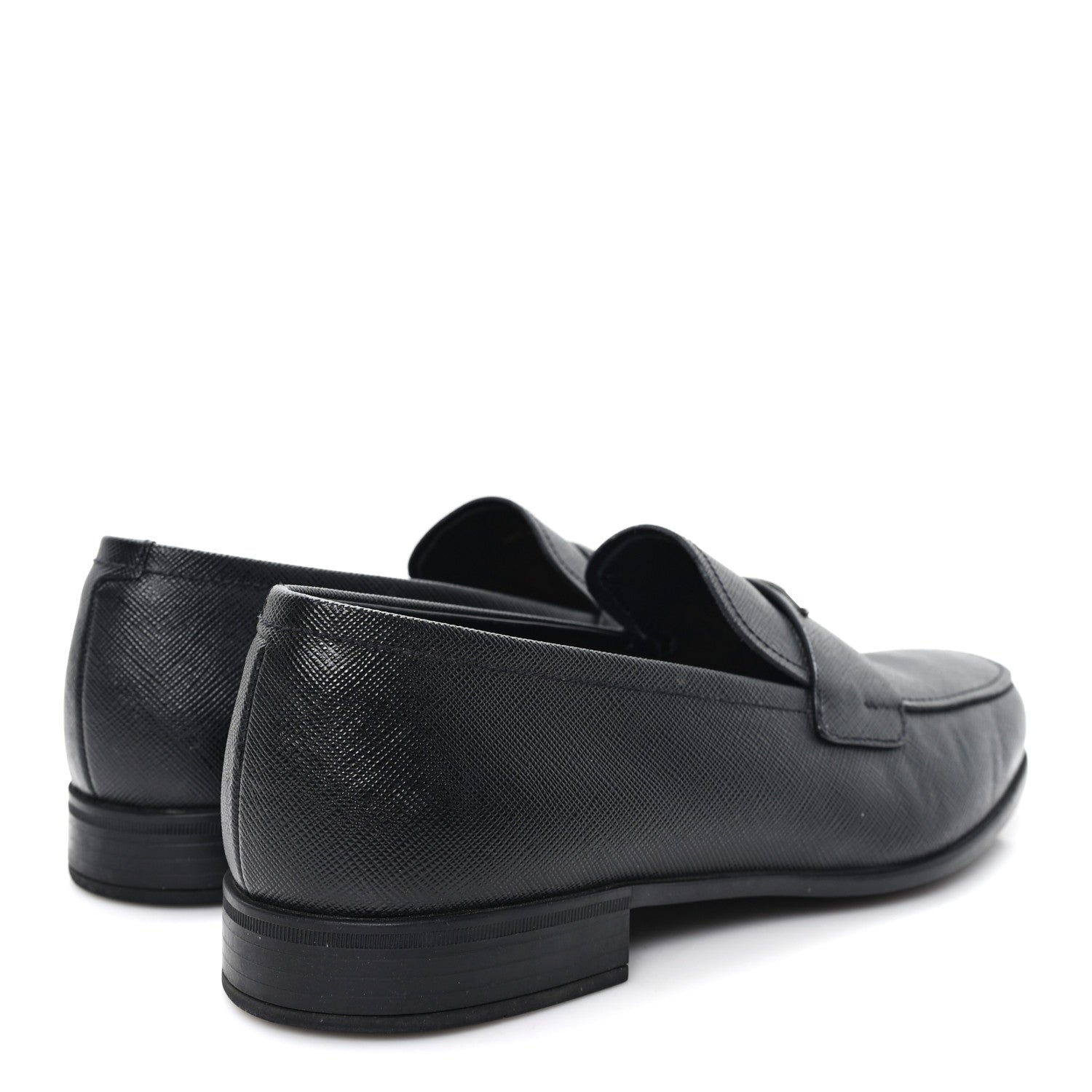 Saffiano Mens Triangle Loafers 6 Black