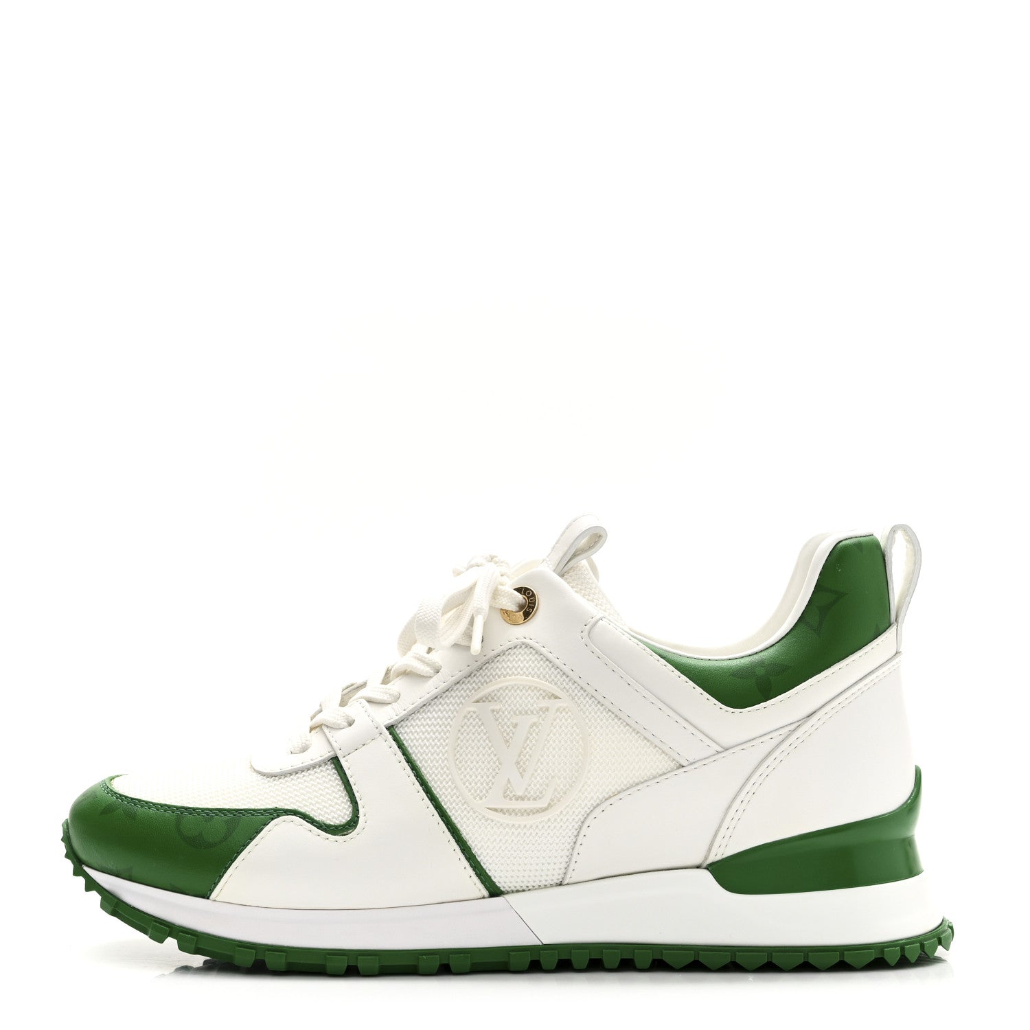 Calfskin Monogram Run Away Sneakers 37 White Green