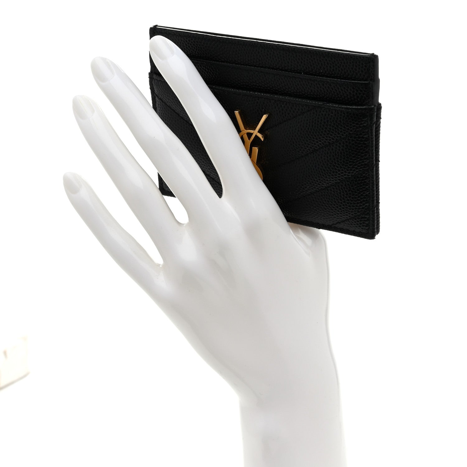 Grain De Poudre Matelasse Chevron Monogram Credit Card Case Black
