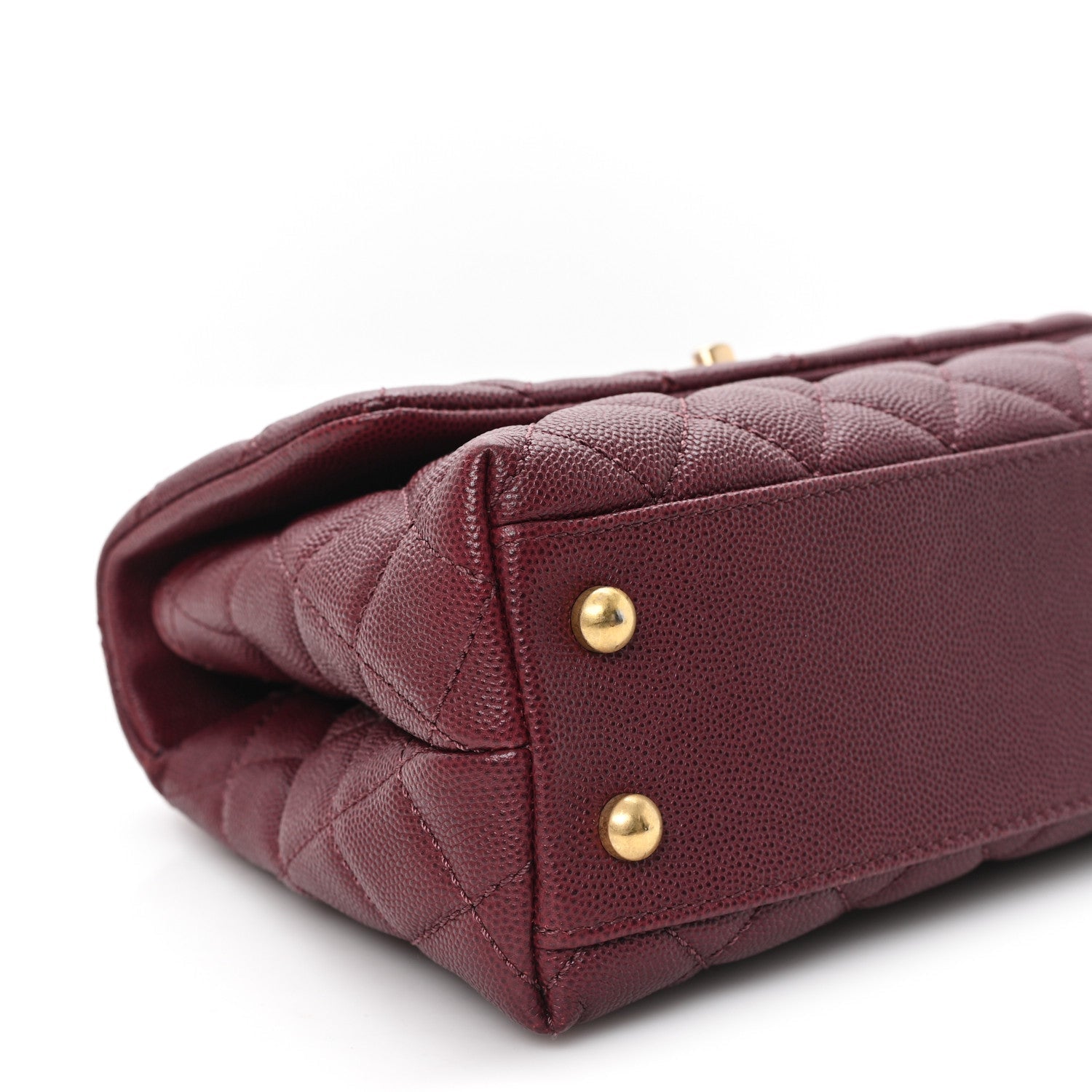 Caviar Lizard Embossed Quilted Mini Coco Handle Flap Burgundy