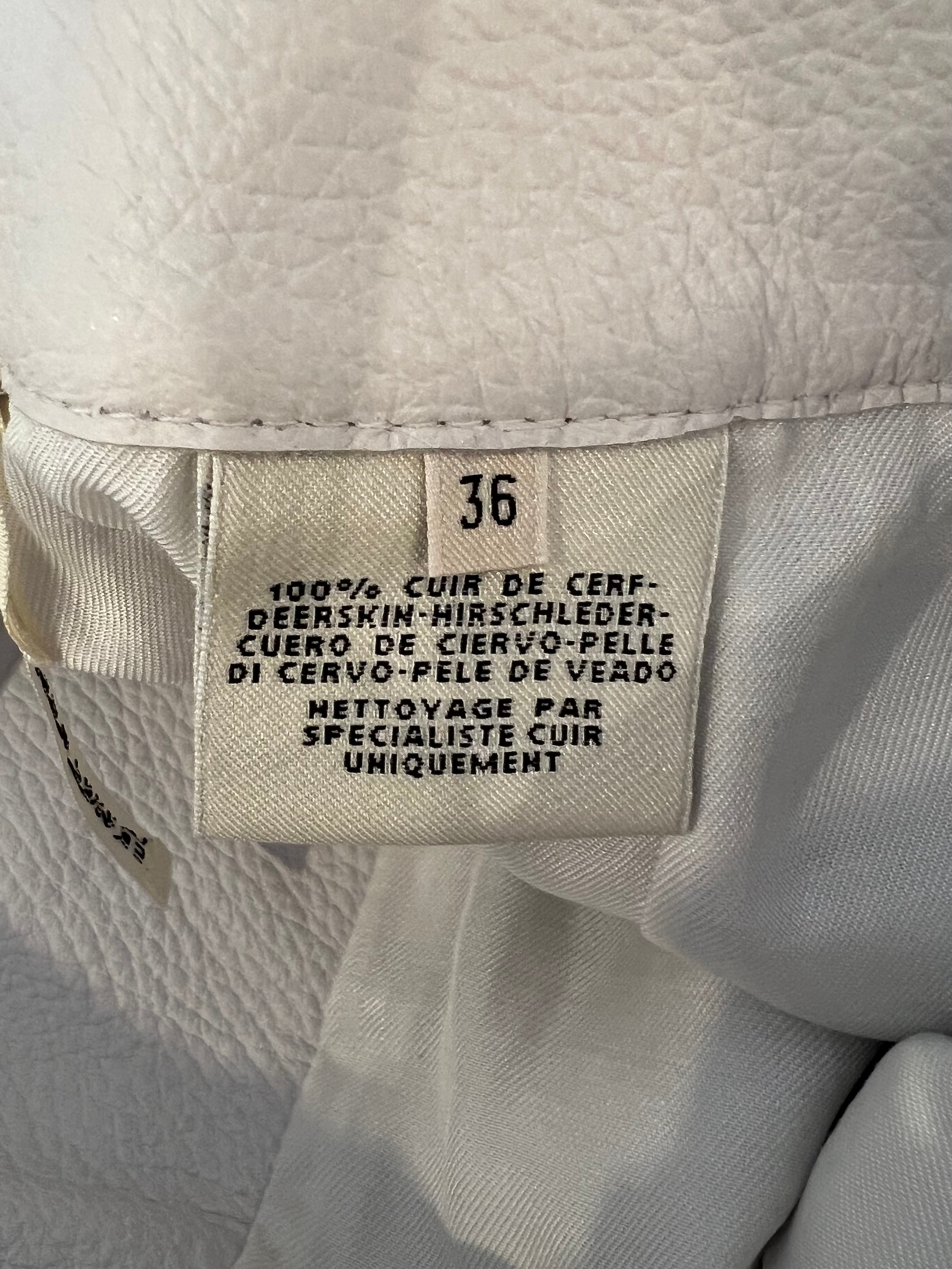 Hermès White Leather Shorts with White Pearl Logo Button Size FR 36 (UK 8)