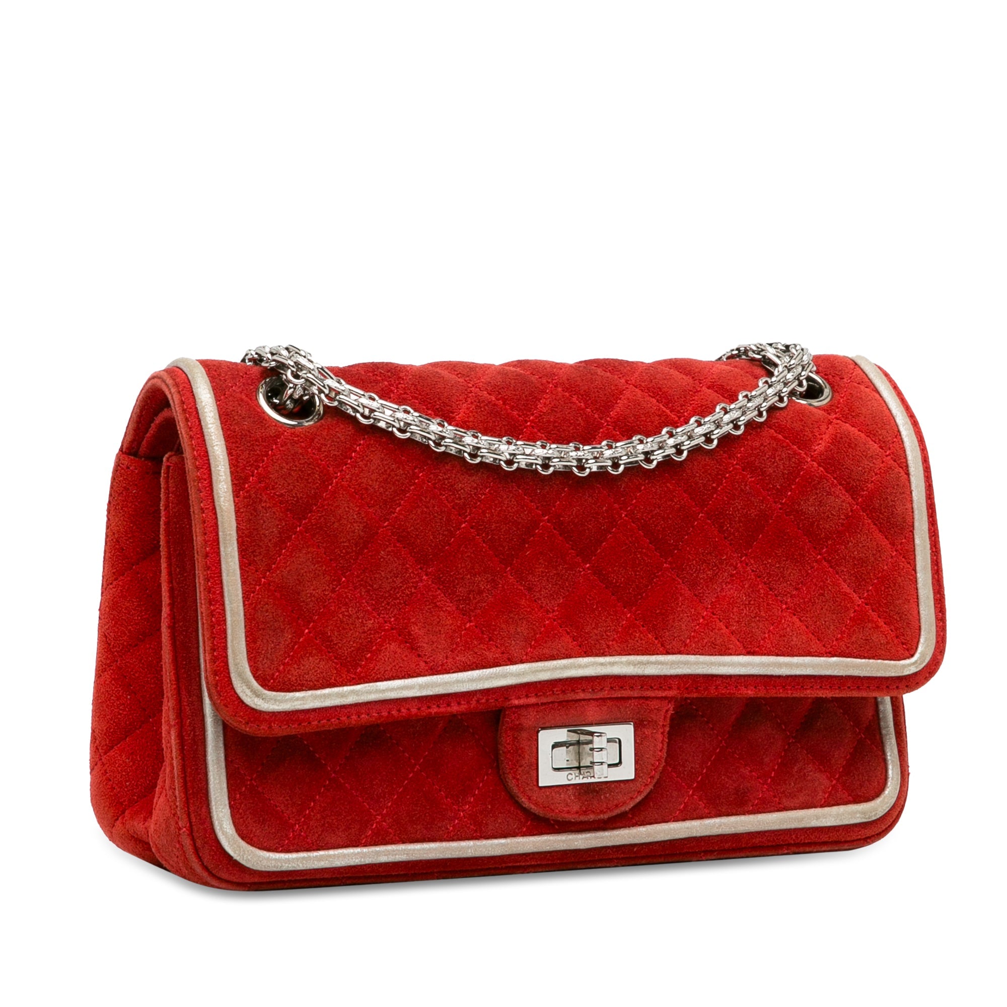 Reissue 2.55 Flap Bag Quilted Suede with Metallic Calfskin 225