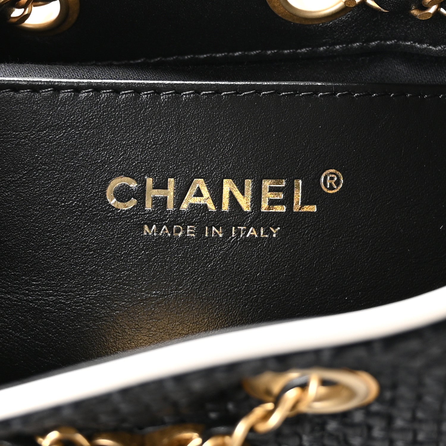 Braided Raffia Calfskin Mini Chanel 25 Handbag Black White