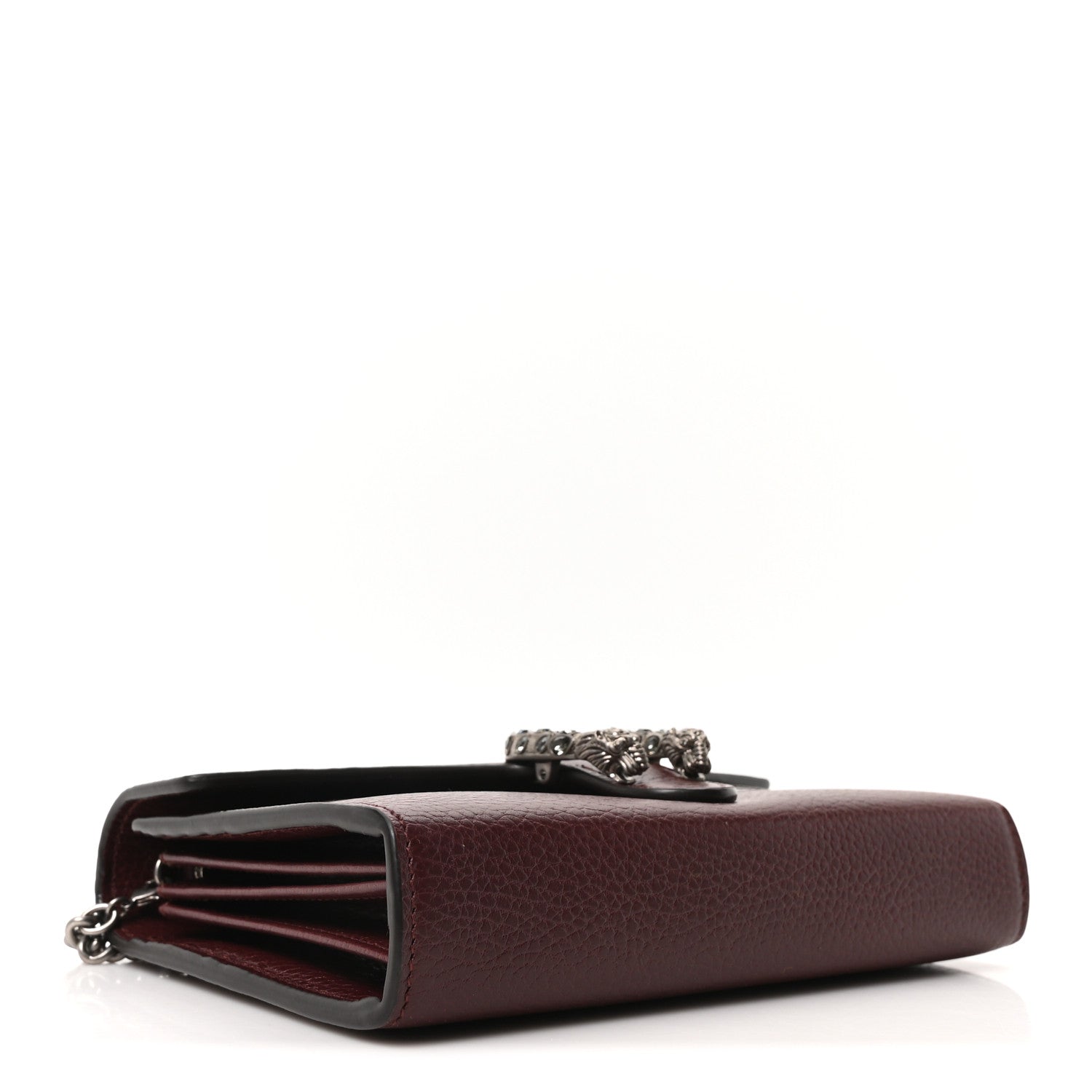Dollar Calfskin Crystal Mini Dionysus Chain Wallet Vintage Bordeaux