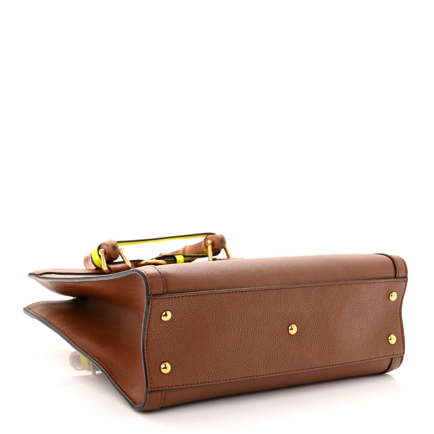 Wonka Grain Calfskin Small Diana Tote Bag Cuir Yellow Fluo