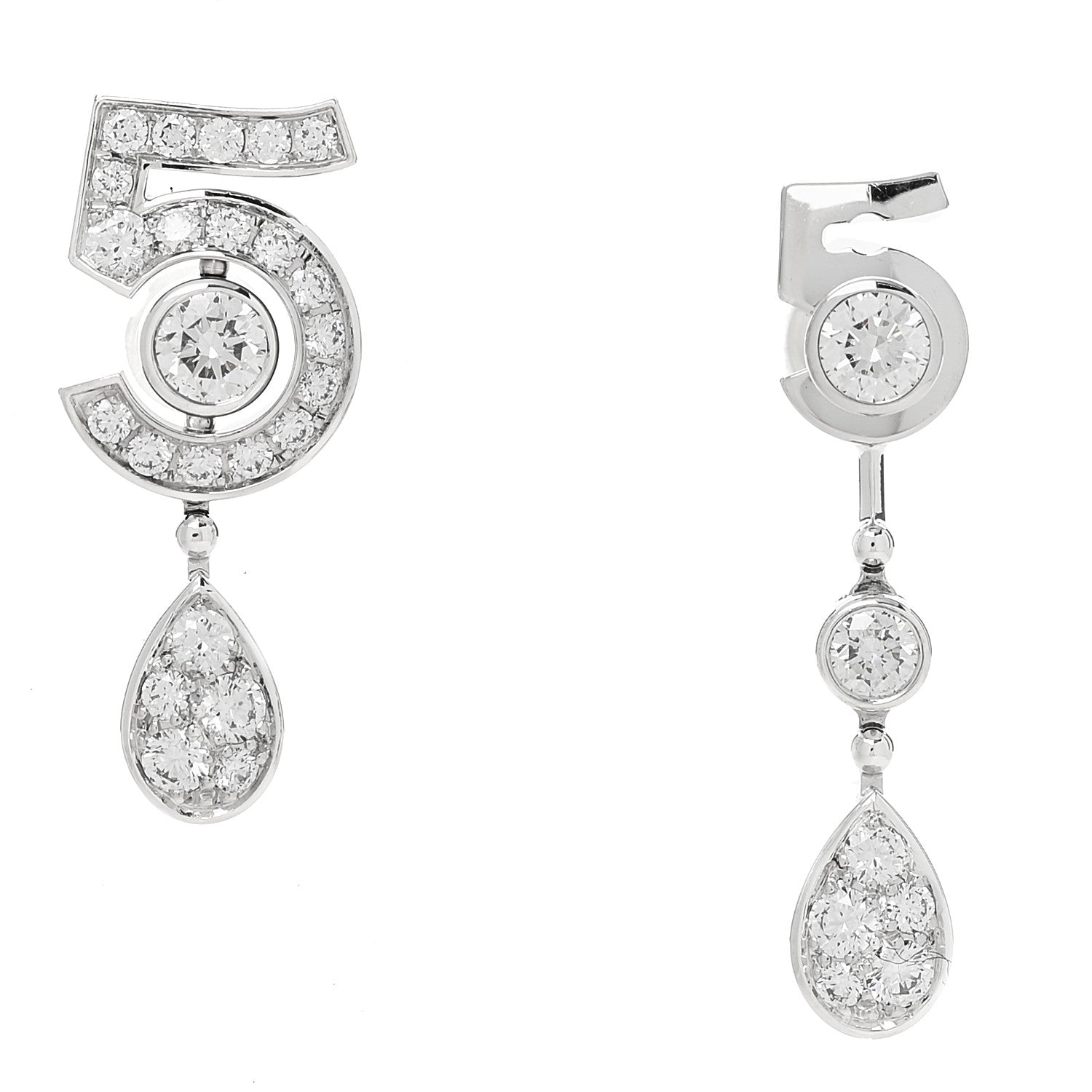 18K White Gold Diamond No 5 Transformable Earrings