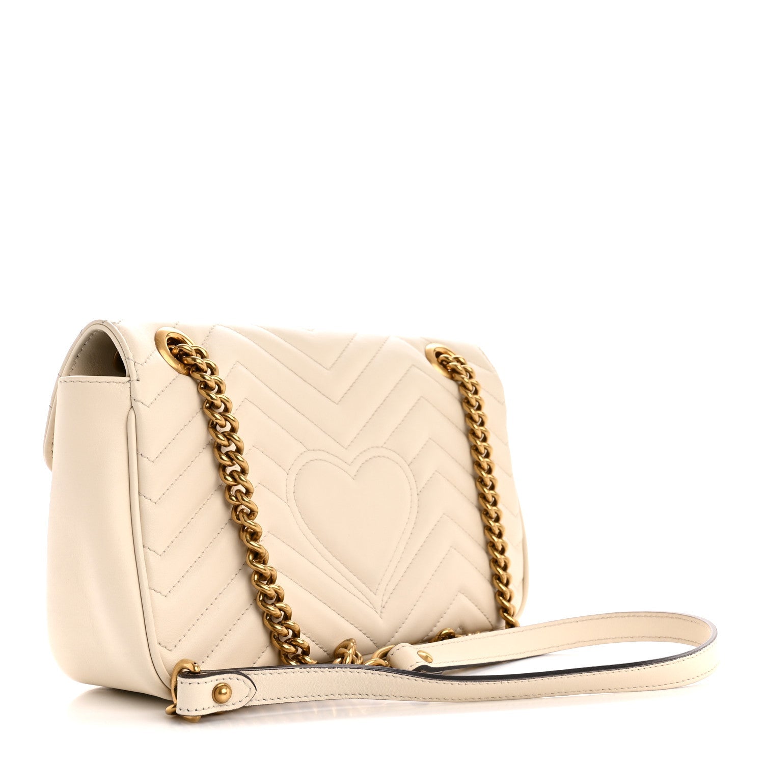 Calfskin Matelasse Small GG Marmont Shoulder Bag White