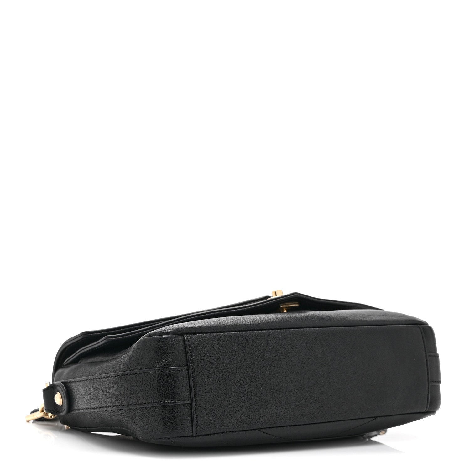 Sheepskin Chevron Quilted Mini Double Chevron Flap Black