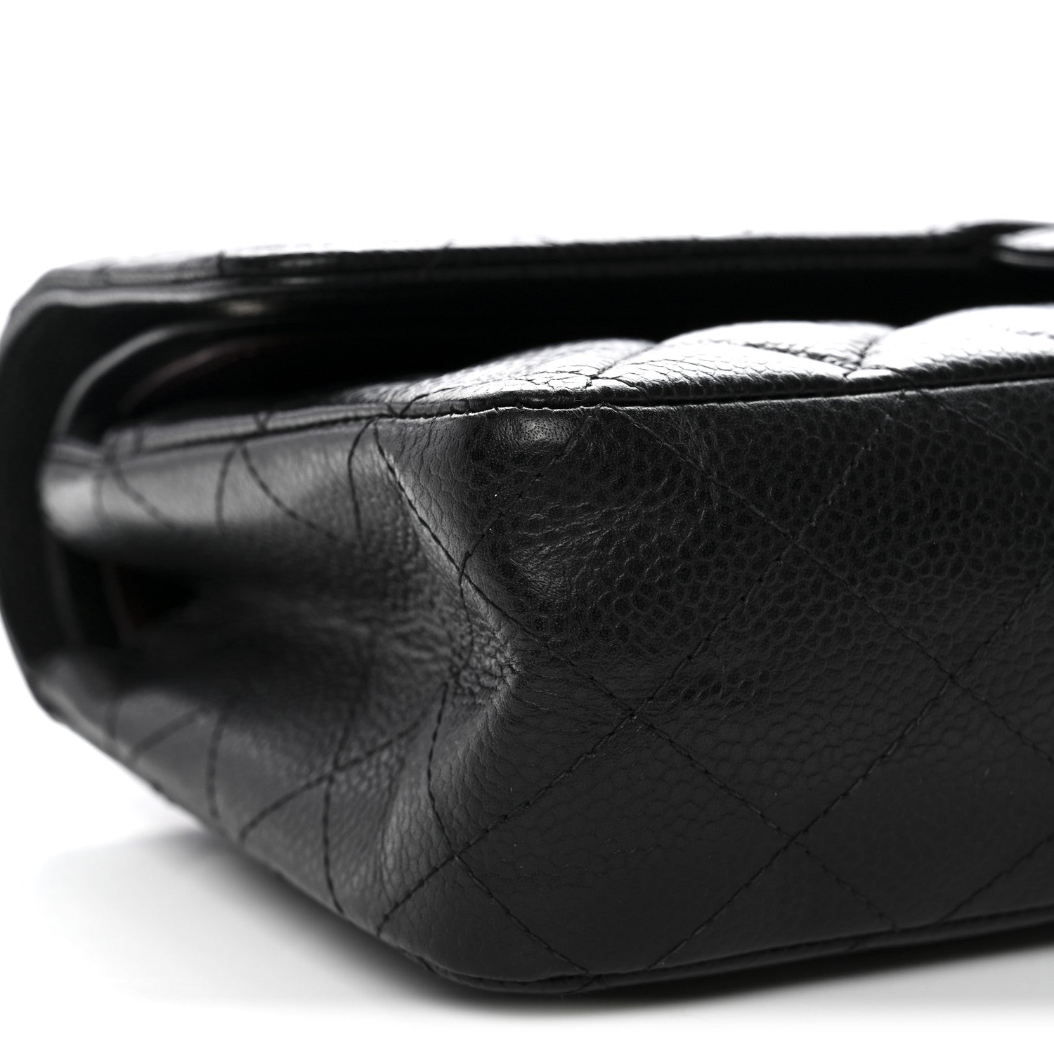 Caviar Quilted Medium Double Flap Black
