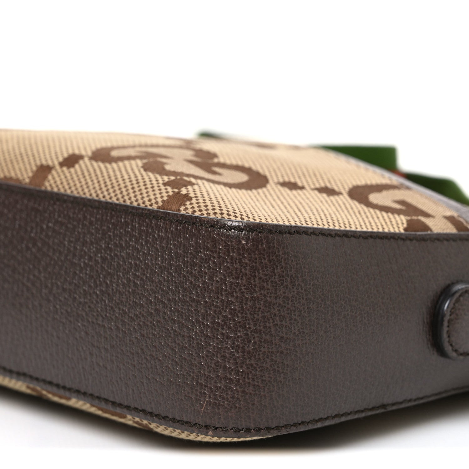 Monogram Jumbo GG Textured Dollar Calfskin Web Messenger Shoulder Bag Camel Ebony New Acero