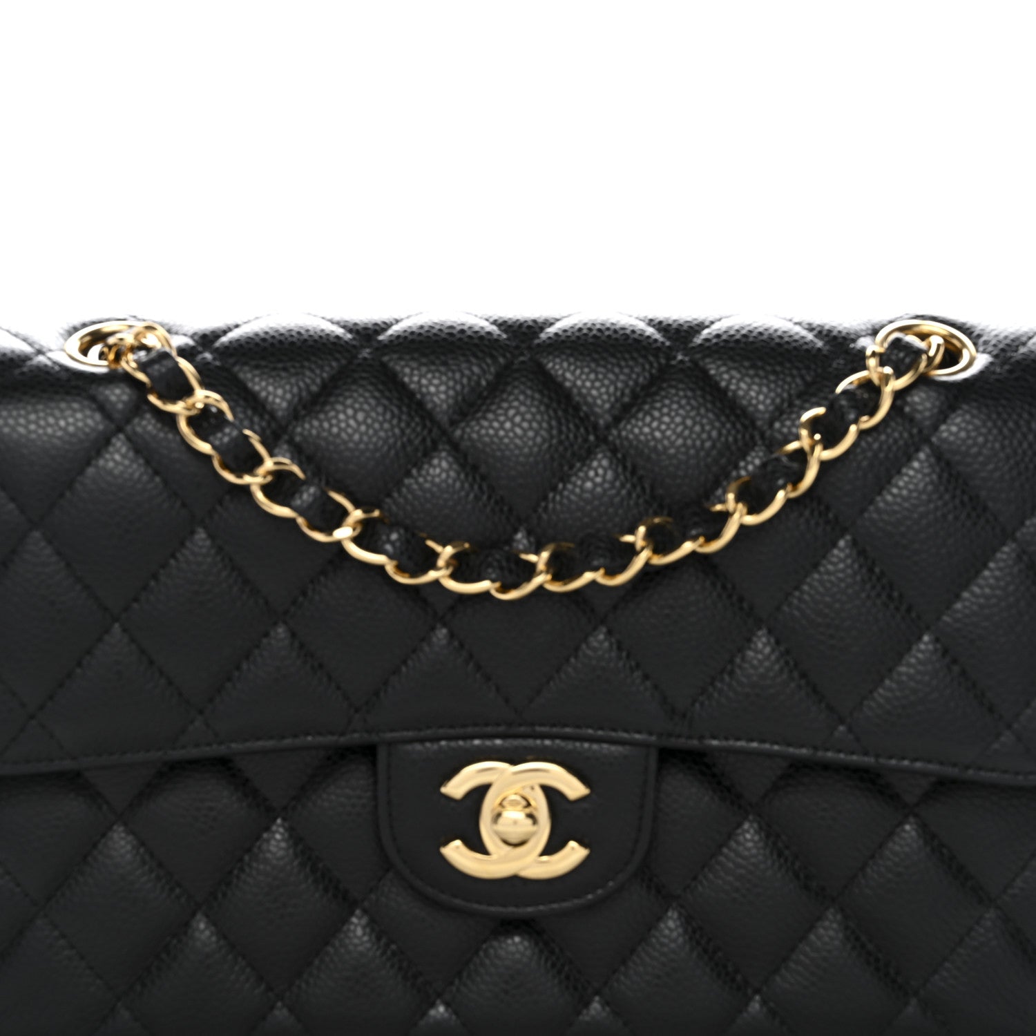 Caviar Quilted Small Double Flap Black