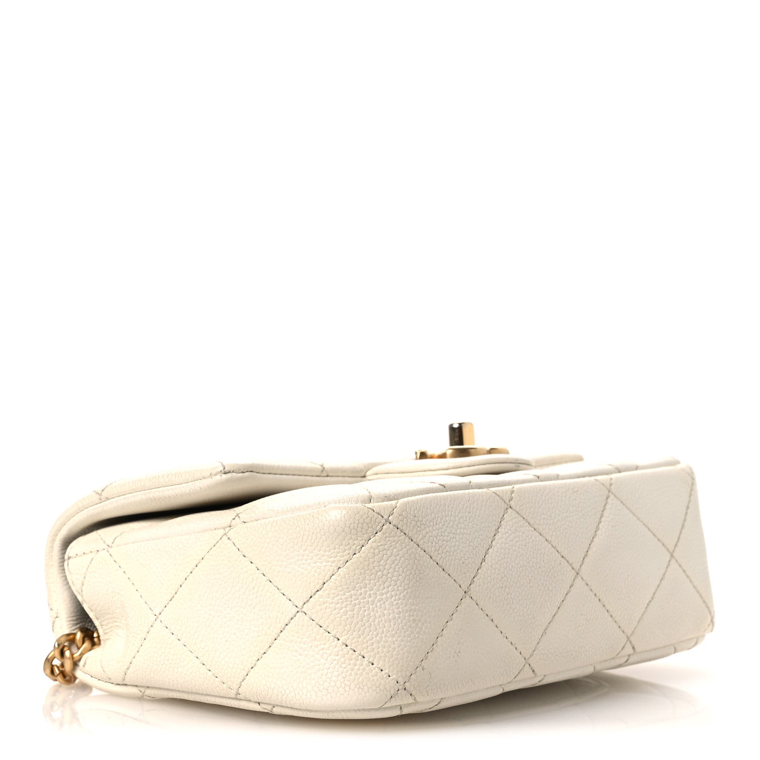 Caviar Quilted Mini Sweetheart Flap White