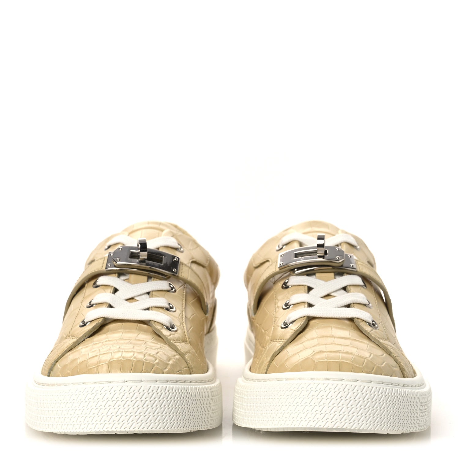 Matte Niloticus Crocodile Day Sneakers 38 Beige