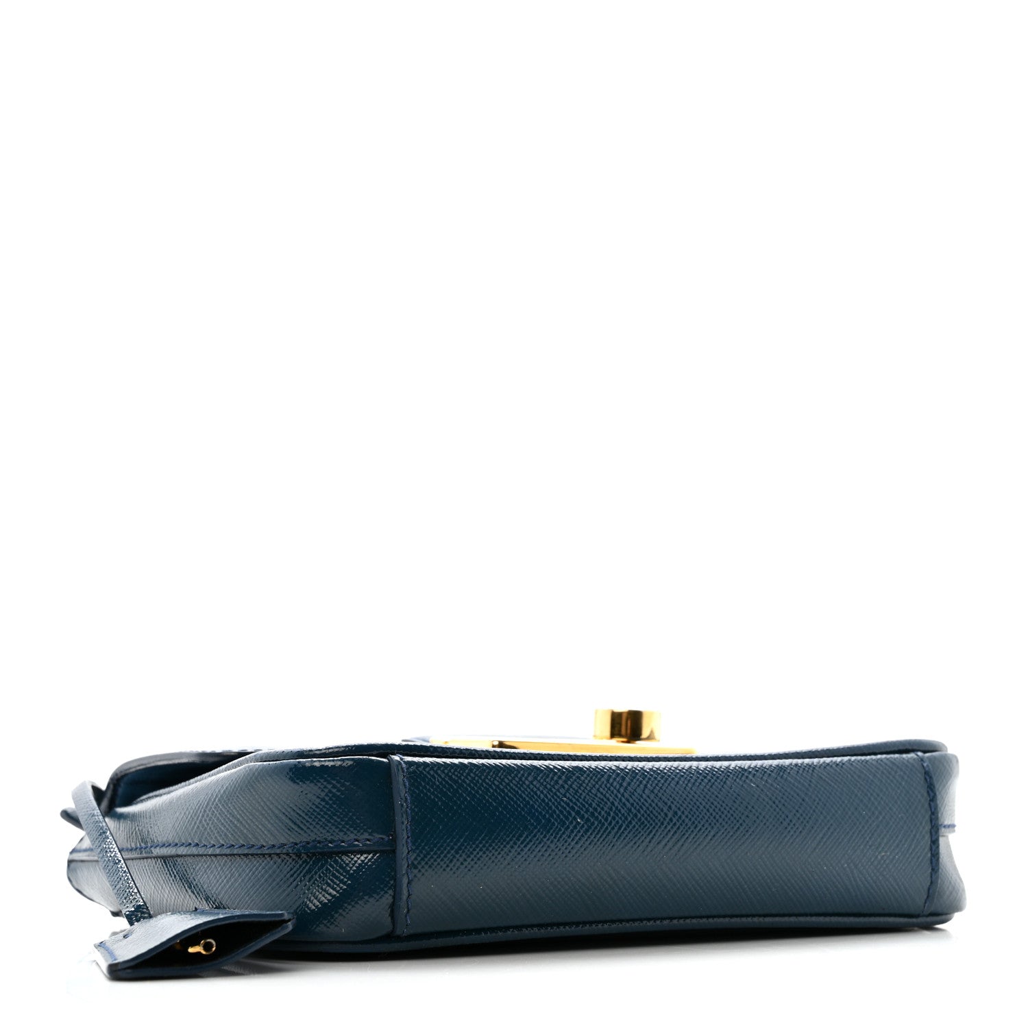 Saffiano Vernice Lock Flap Chain Bag Azzurro