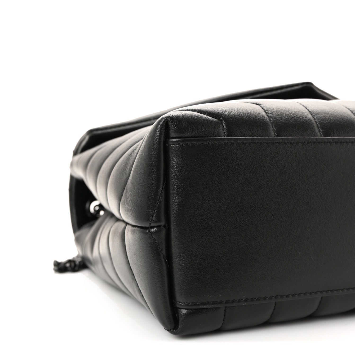 Calfskin Y Quilted Monogram Monochrome Small Loulou Chain Satchel Black