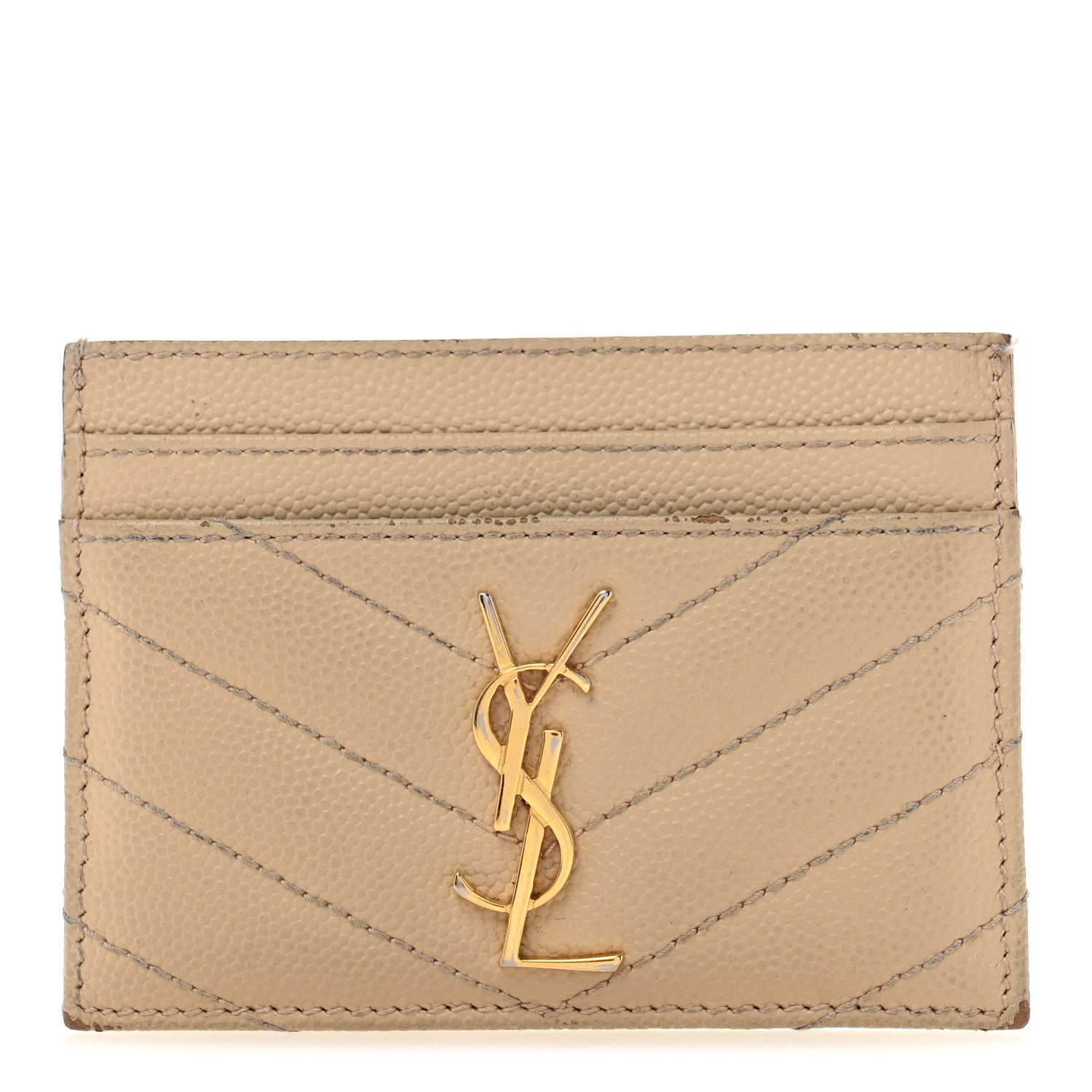 Grain De Poudre Matelasse Chevron Monogram Credit Card Case Nude Powder