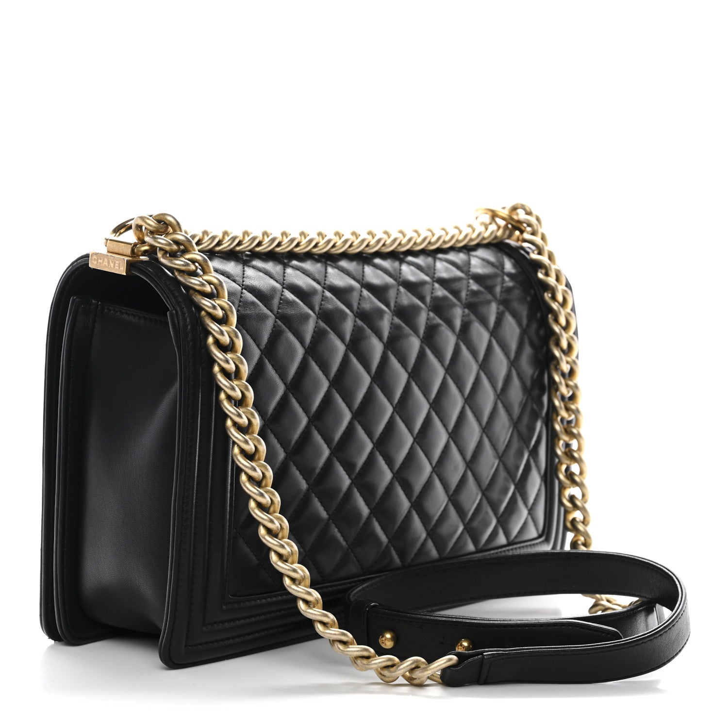 Calfskin Quilted New Medium Boy Flap Black