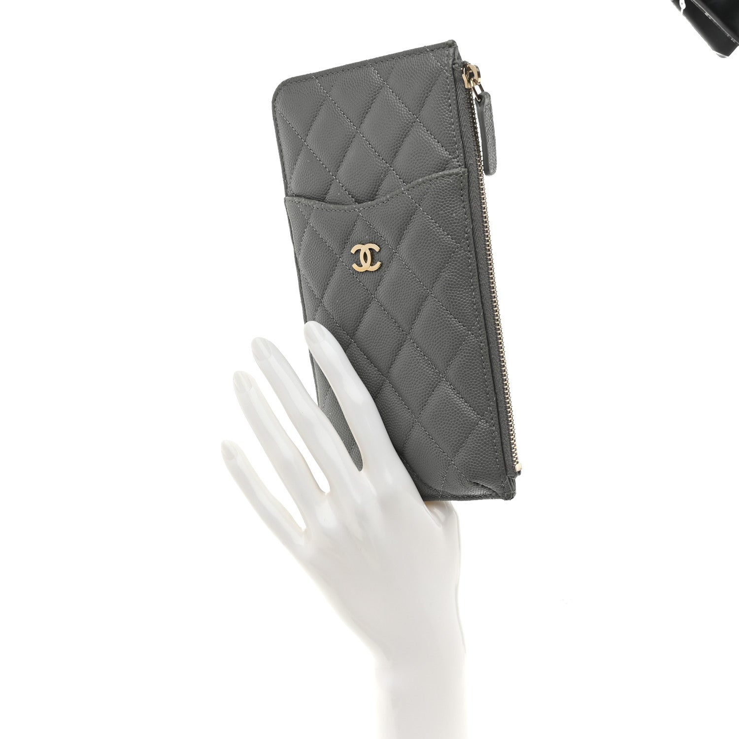 Caviar Quilted Classic iPhone Pouch Grey