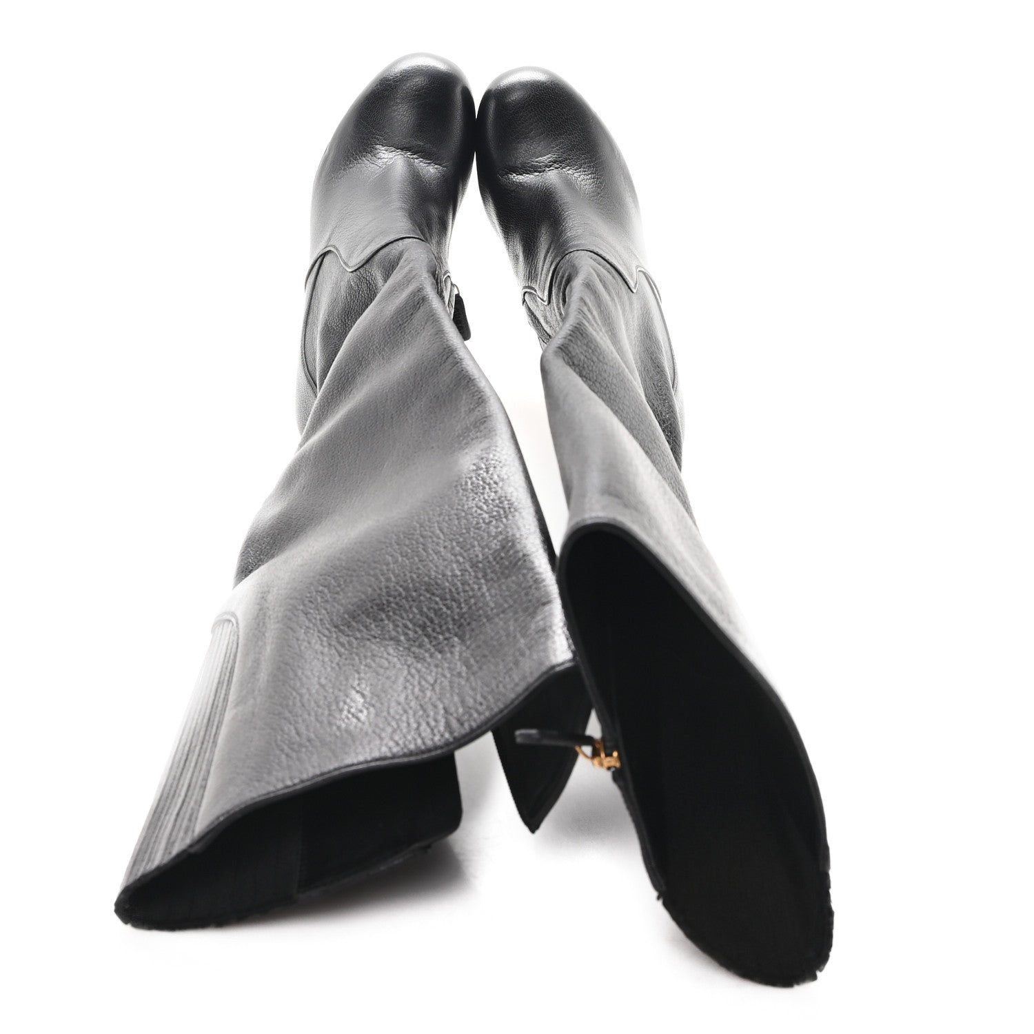 Calfskin Edith Knee High Boots 36.5 Black
