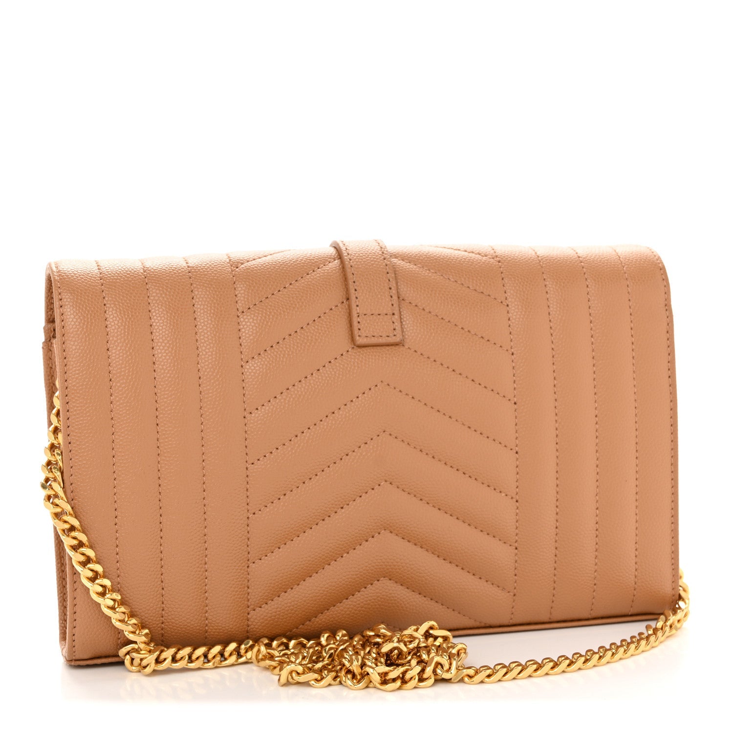 Grain De Poudre Mixed Matelasse Triquilt Monogram Chain Wallet Dune