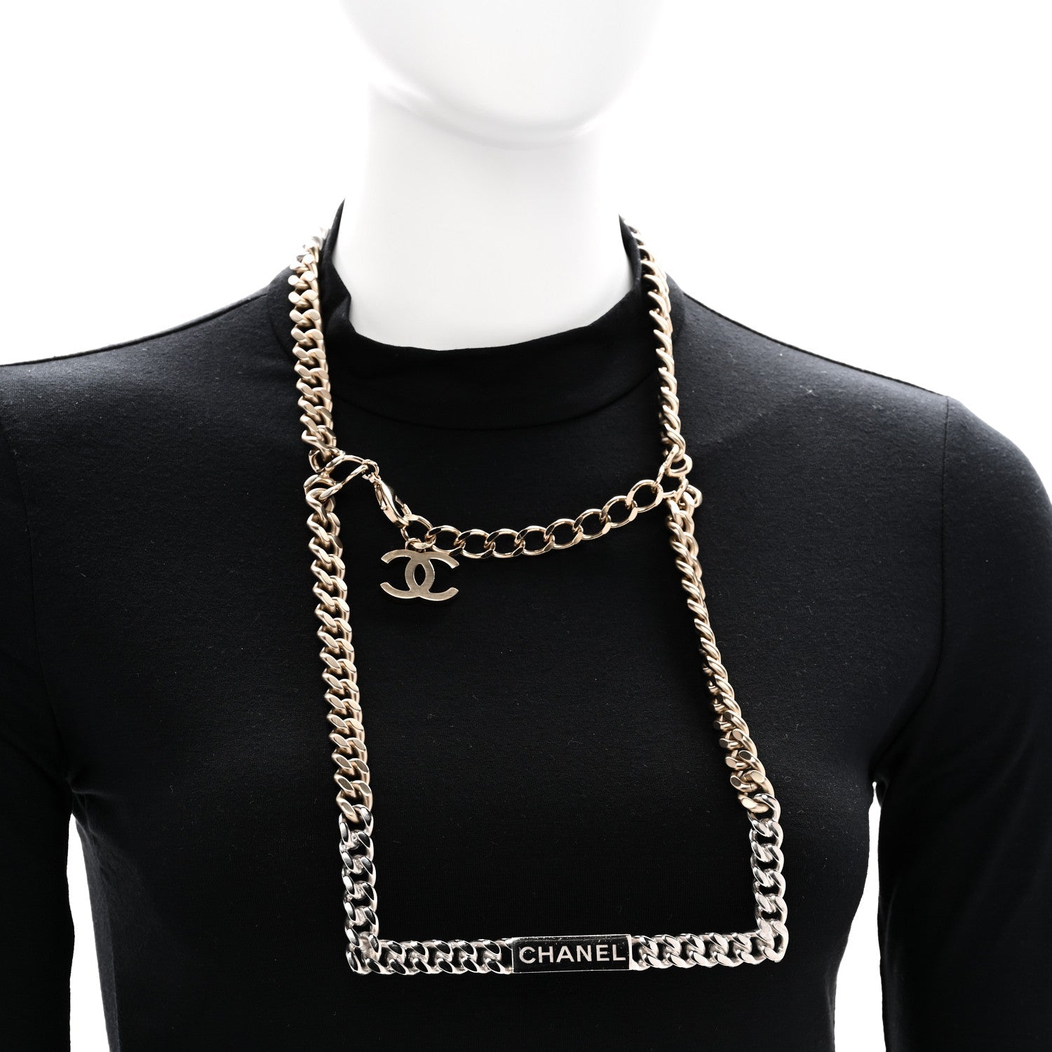 Oversized Chain Logo Short Necklace Silver Gold
