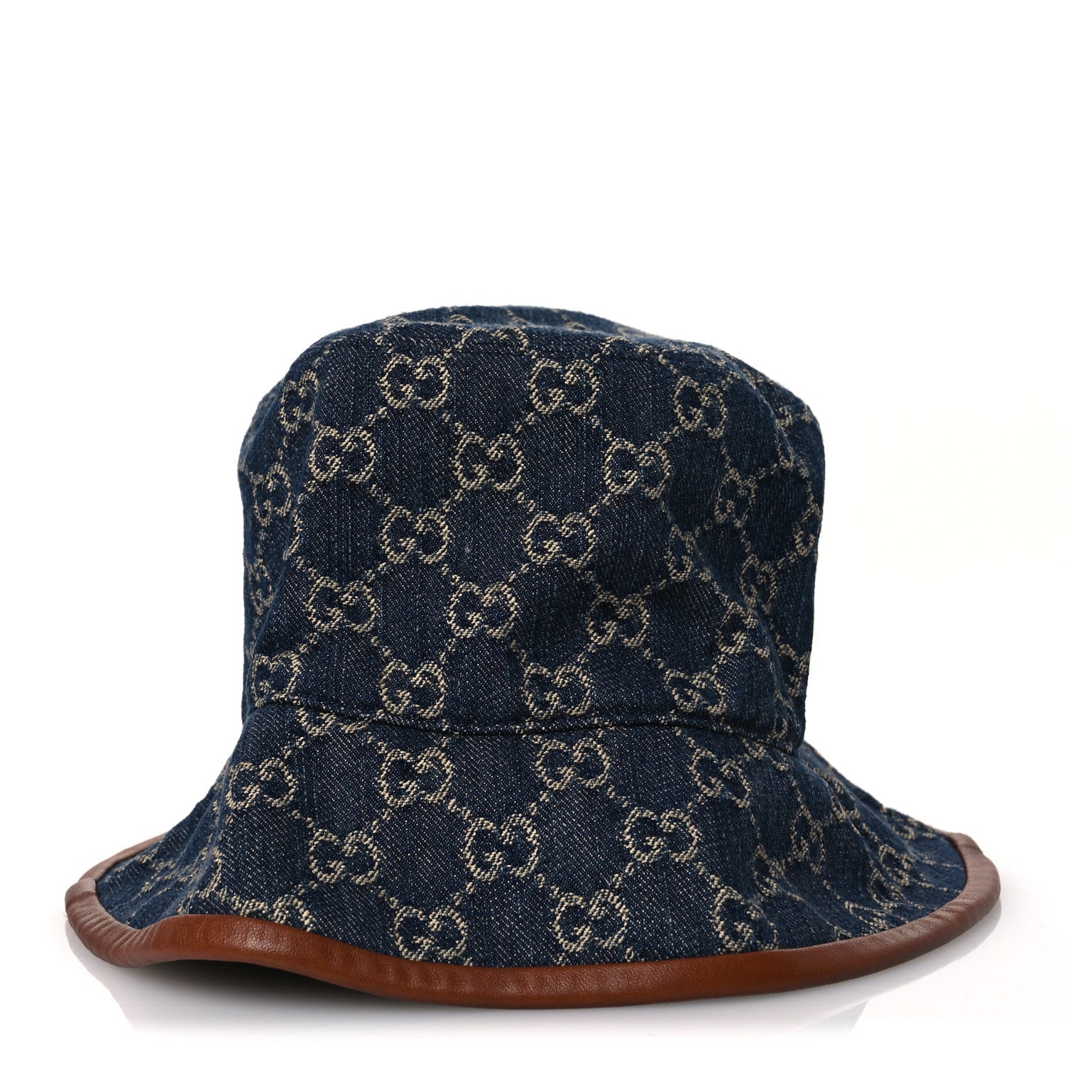 Washed Jacquard Denim Nappa GG Monogram Oscar Bucket Hat XL Denim Cuir