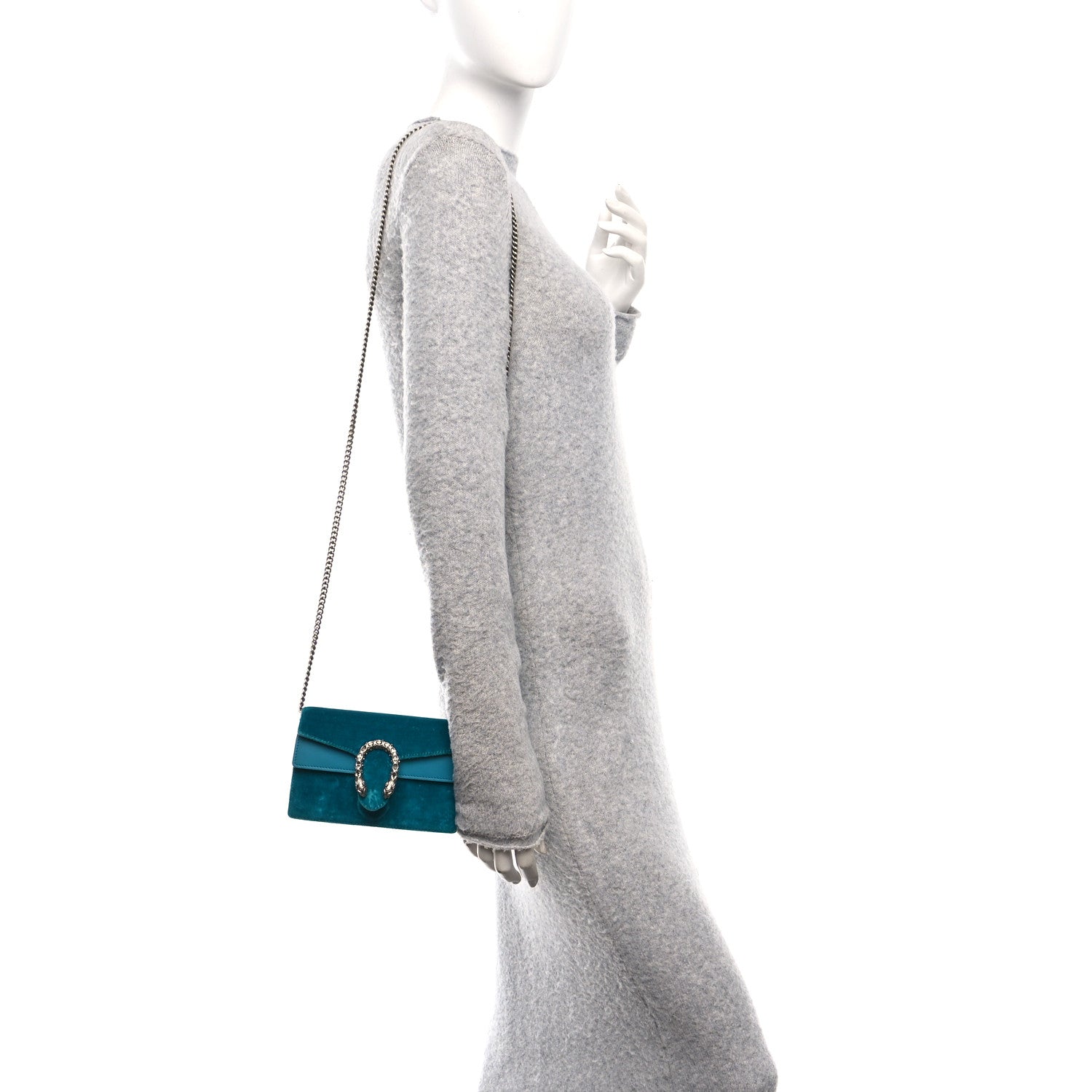 Velvet Super Mini Dionysus Shoulder Bag Pavone Cyan