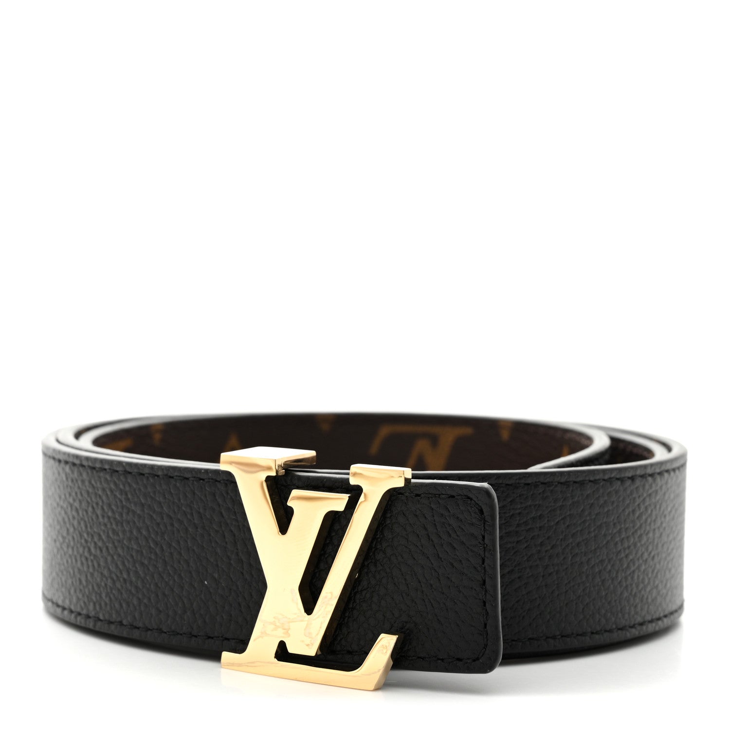 Calfskin Monogram 30mm LV Initiales Reversible Belt 85 34 Black