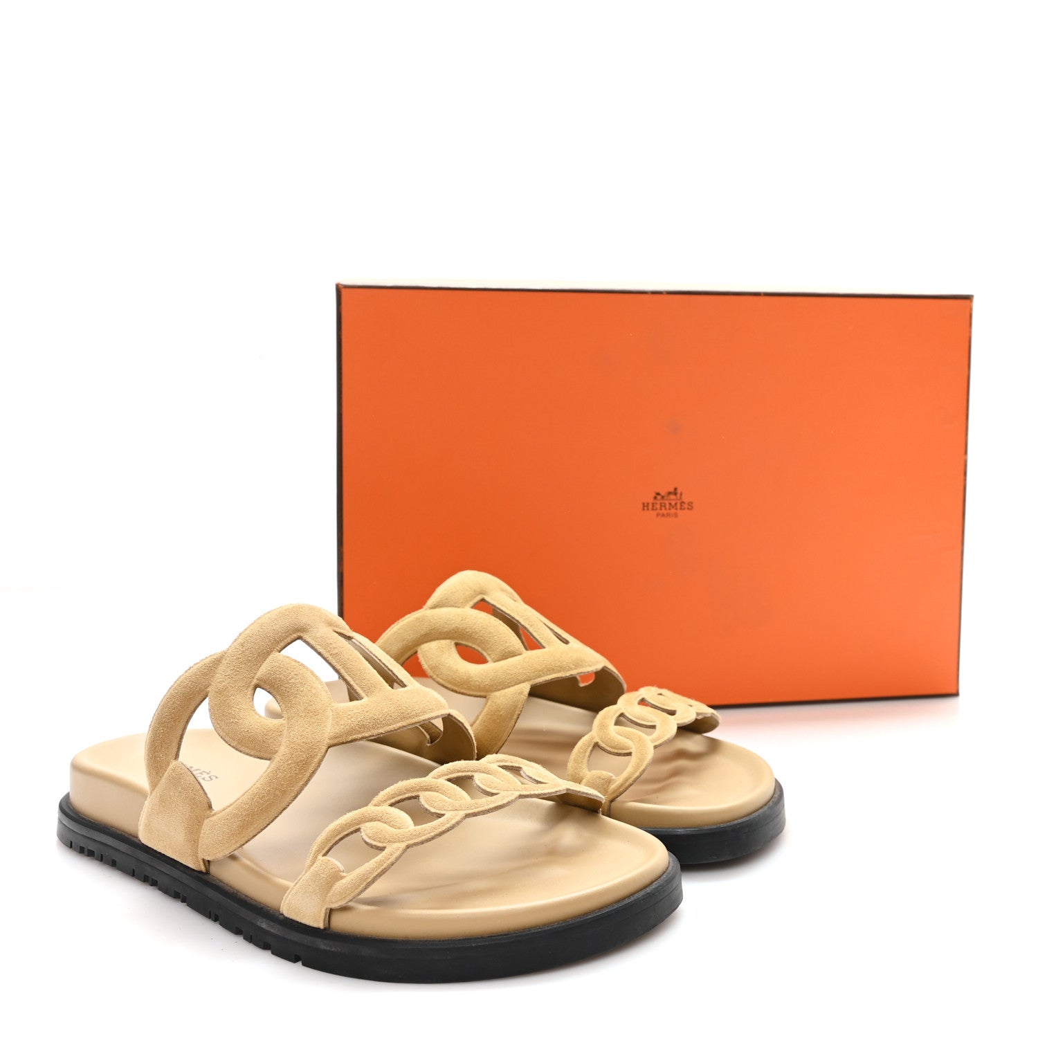 Suede Goatskin Extra Sandals 36 Beige Argile
